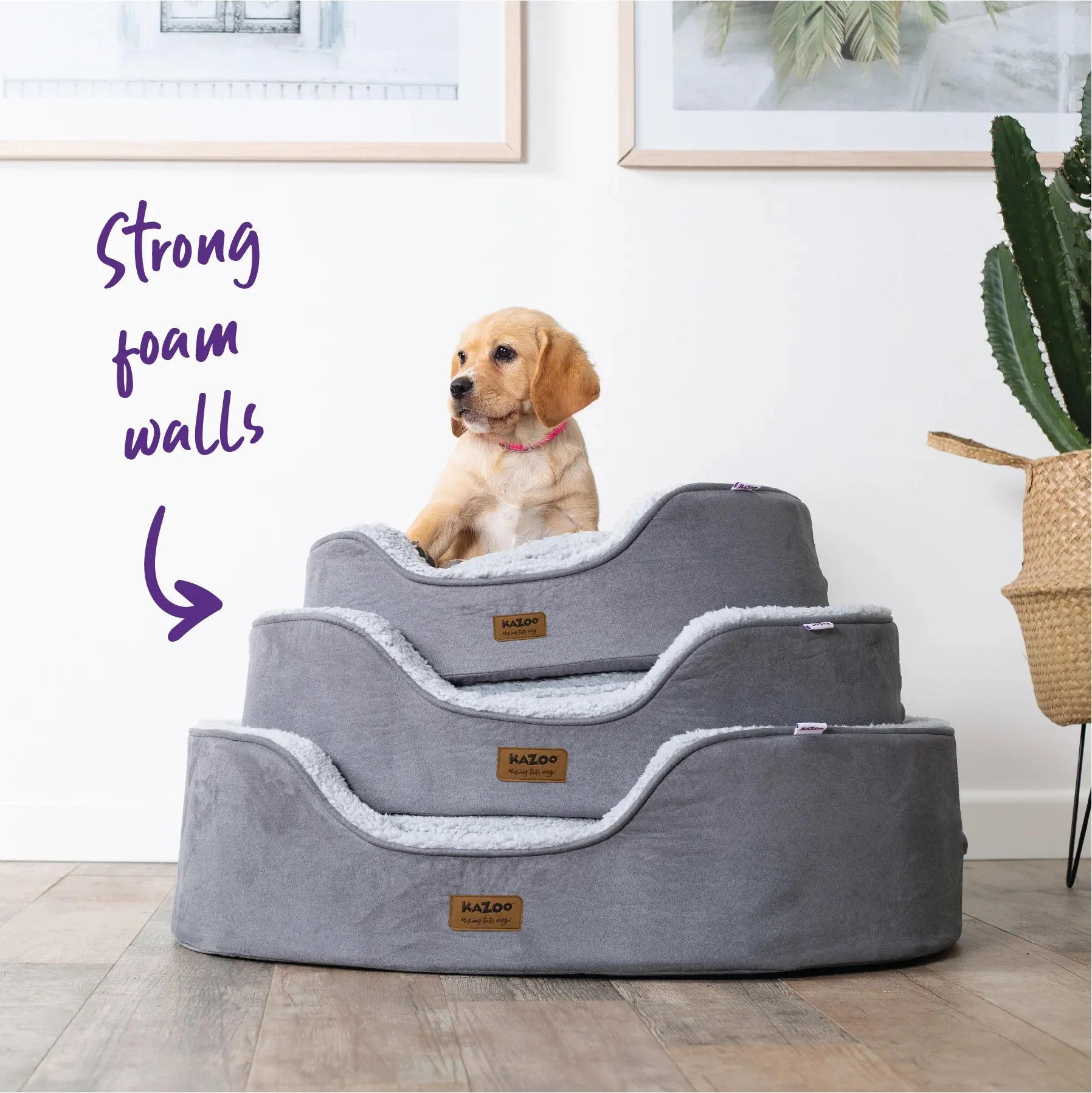 Kazoo Manhattan Dog Bed Grey & White