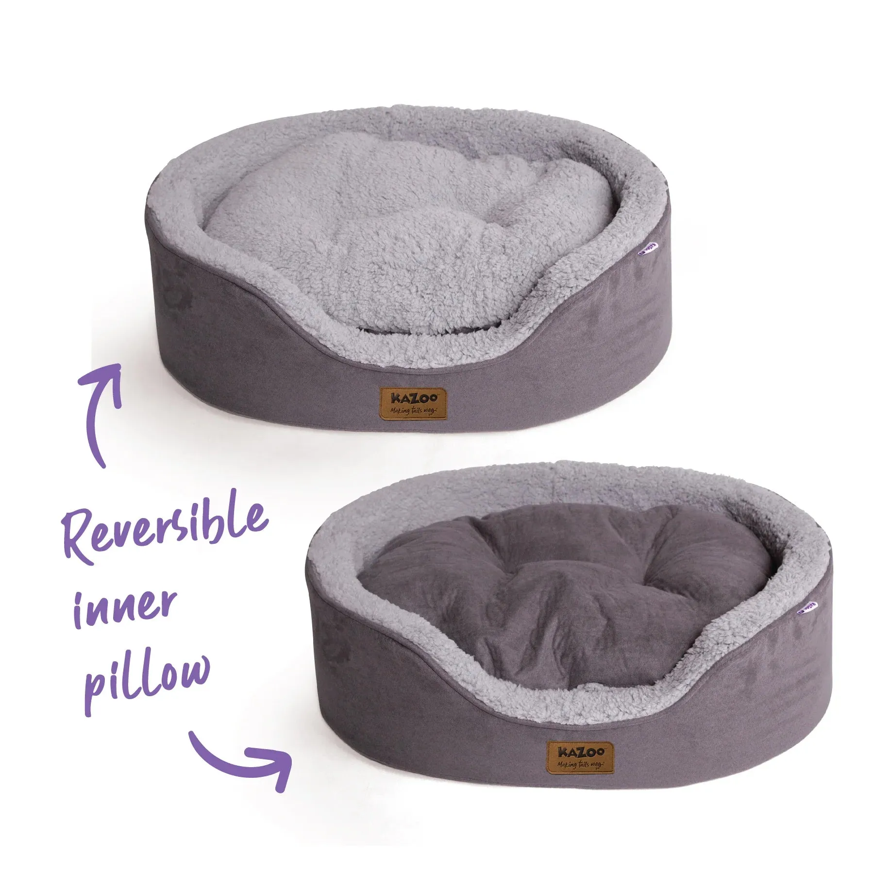 Kazoo Manhattan Dog Bed Grey & White