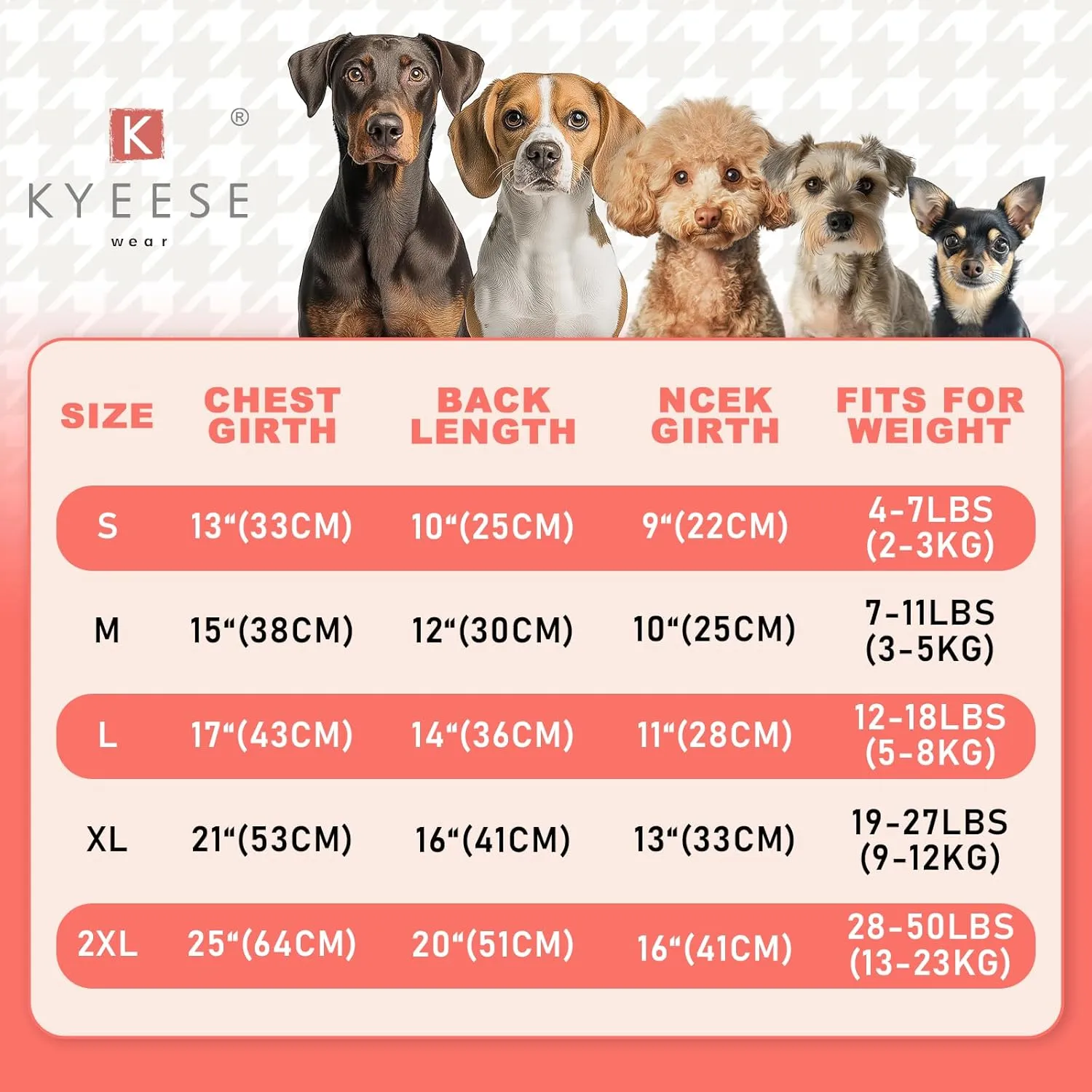 KYEESE Waffle Dog Shirt, Blue, L-Chest(18), Soft Stretchy, Lightweight, Breathable, Sleeveless, Plaid Patchwork, Small Breeds, Round Neck