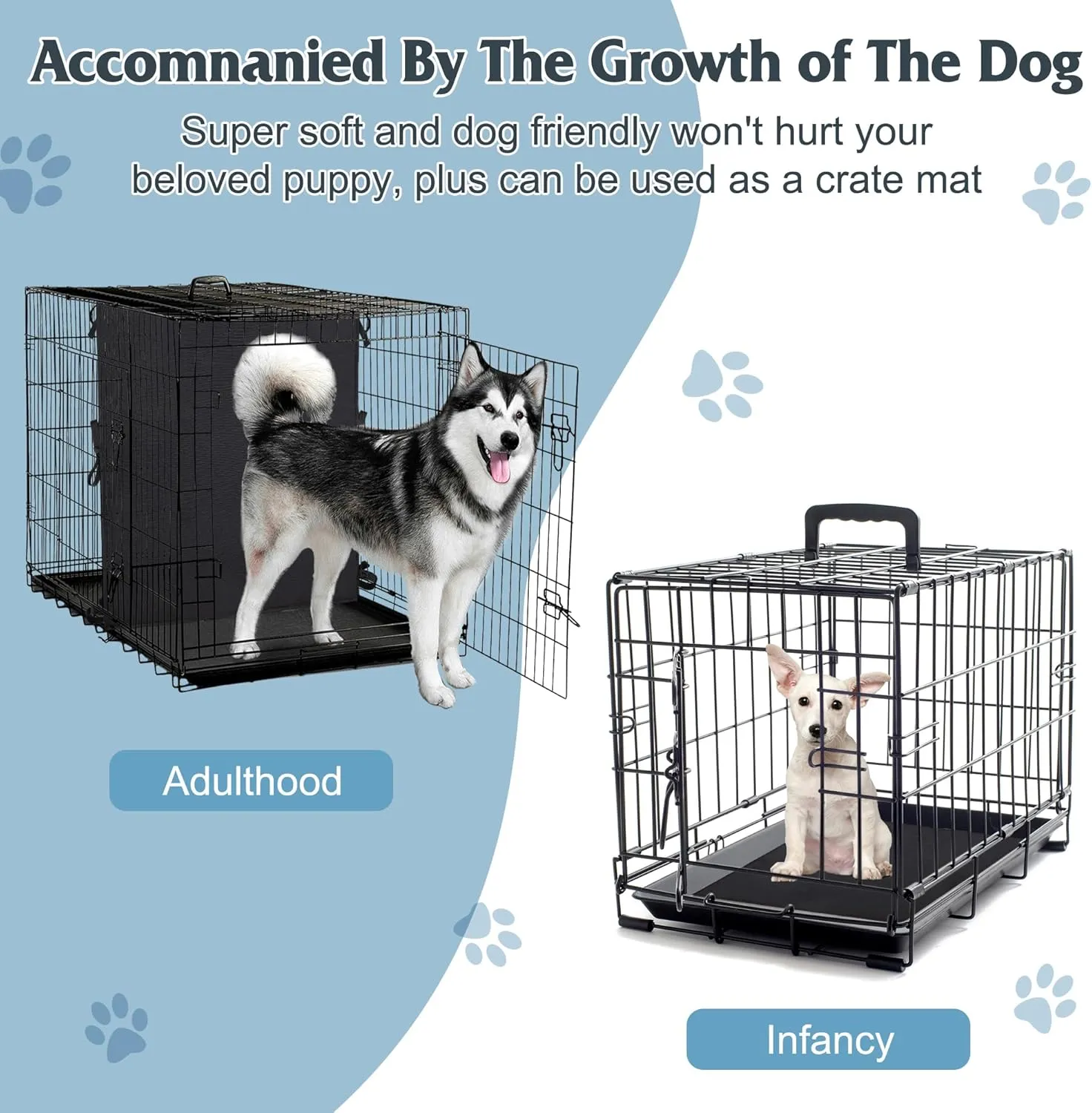 Leekalos Soft Dog Crate Divider Panel (Divider Only, Without Crate), Warm Thick Dog Kennel Divider with Ties, Dog Crates Accessories for Puppy Crate Training, Black, 24" H x 22.4W
