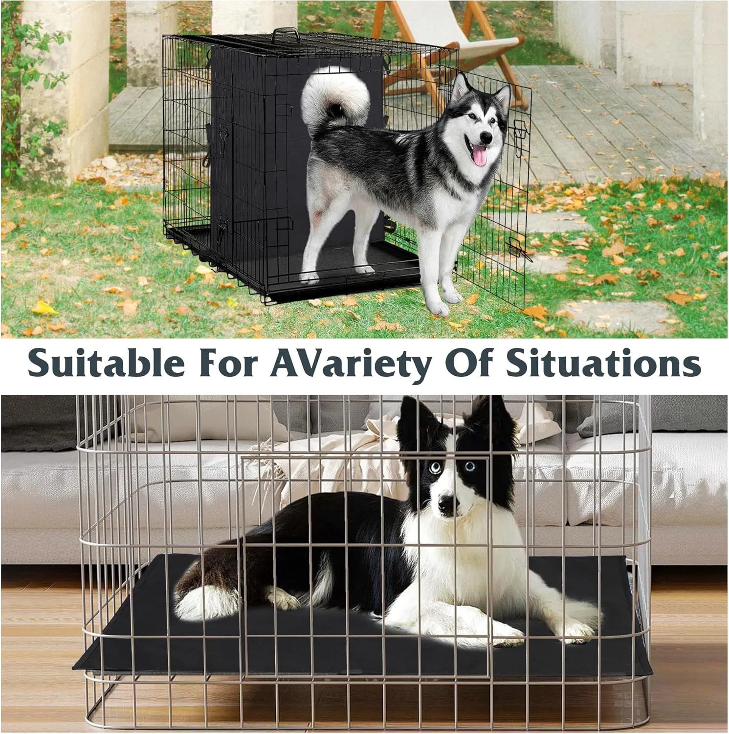 Leekalos Soft Dog Crate Divider Panel (Divider Only, Without Crate), Warm Thick Dog Kennel Divider with Ties, Dog Crates Accessories for Puppy Crate Training, Black, 24" H x 22.4W
