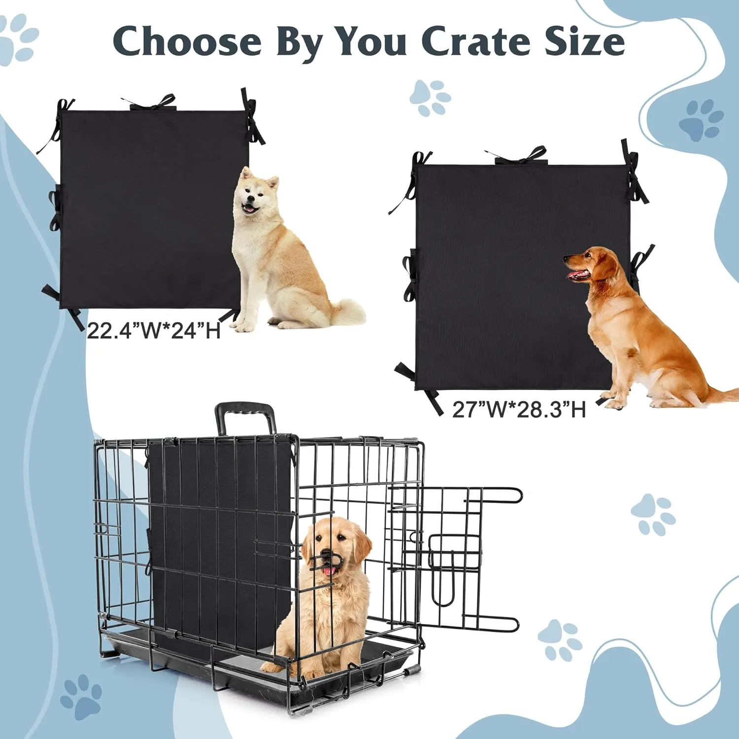 Leekalos Soft Dog Crate Divider Panel (Divider Only, Without Crate), Warm Thick Dog Kennel Divider with Ties, Dog Crates Accessories for Puppy Crate Training, Black, 24" H x 22.4W