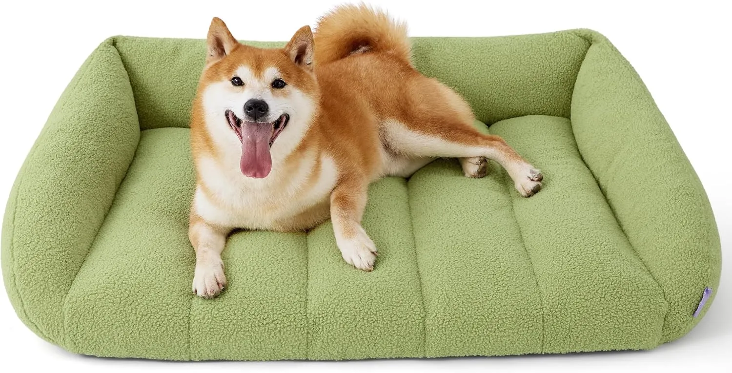Lesure Orthopedic Dog Bed Sofa for Large Dogs, Waterproof Dog Couch with Removable Washable Cover, Cute Aesthetic Pet Sofa Couch with Egg Crate Foam (Green, 35.0" L x 25.0" W x 10.5" Th)