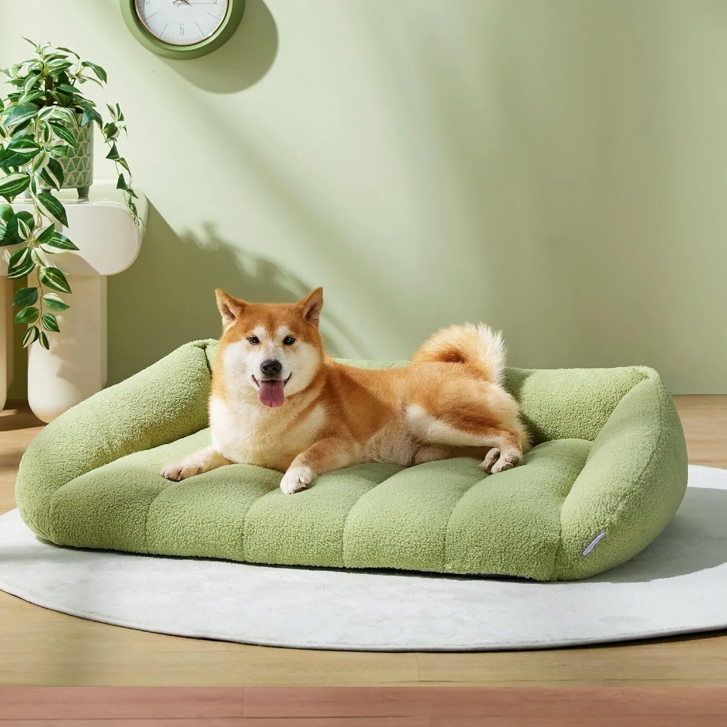 Lesure Orthopedic Dog Bed Sofa for Large Dogs, Waterproof Dog Couch with Removable Washable Cover, Cute Aesthetic Pet Sofa Couch with Egg Crate Foam (Green, 35.0" L x 25.0" W x 10.5" Th)
