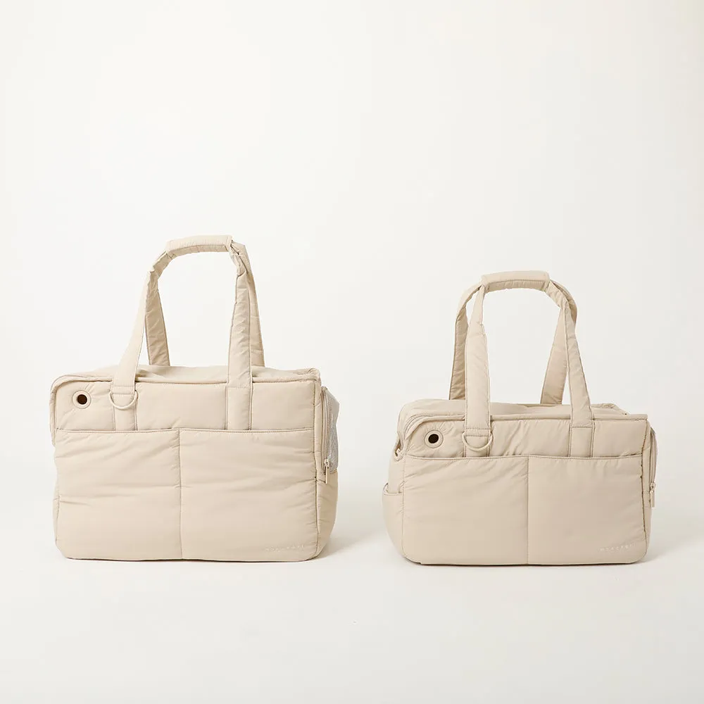 lightweight beige dog carrier