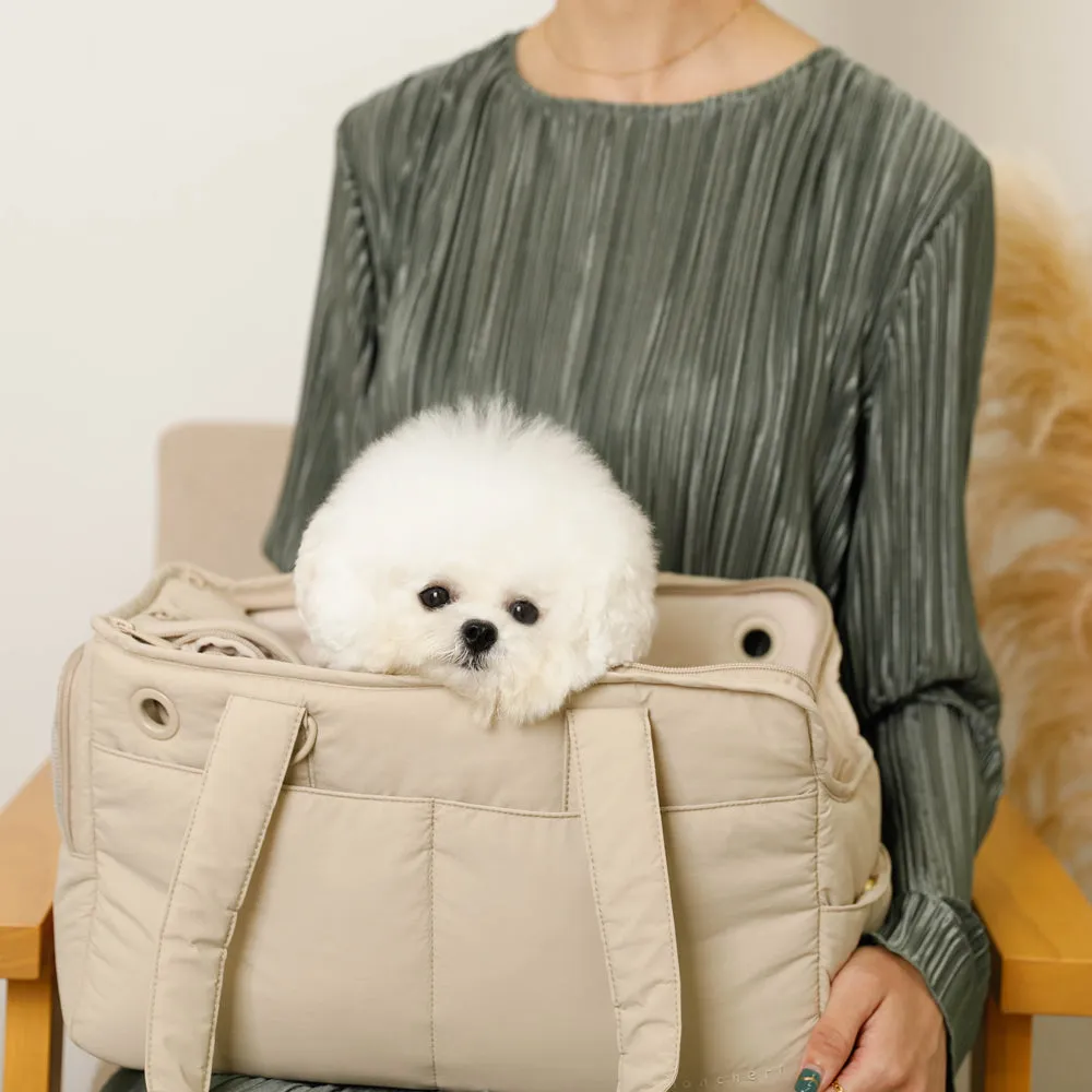 lightweight beige dog carrier