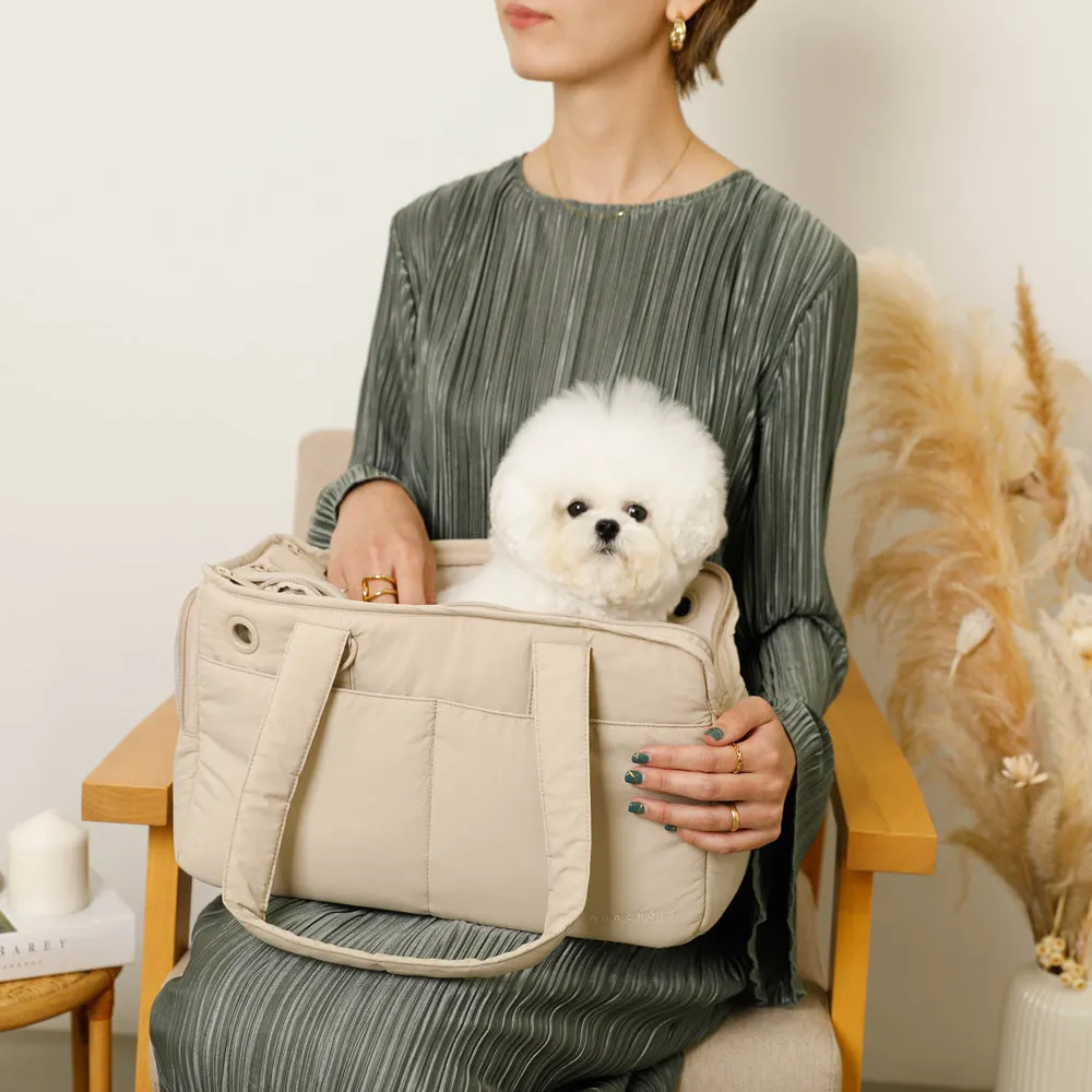 lightweight beige dog carrier
