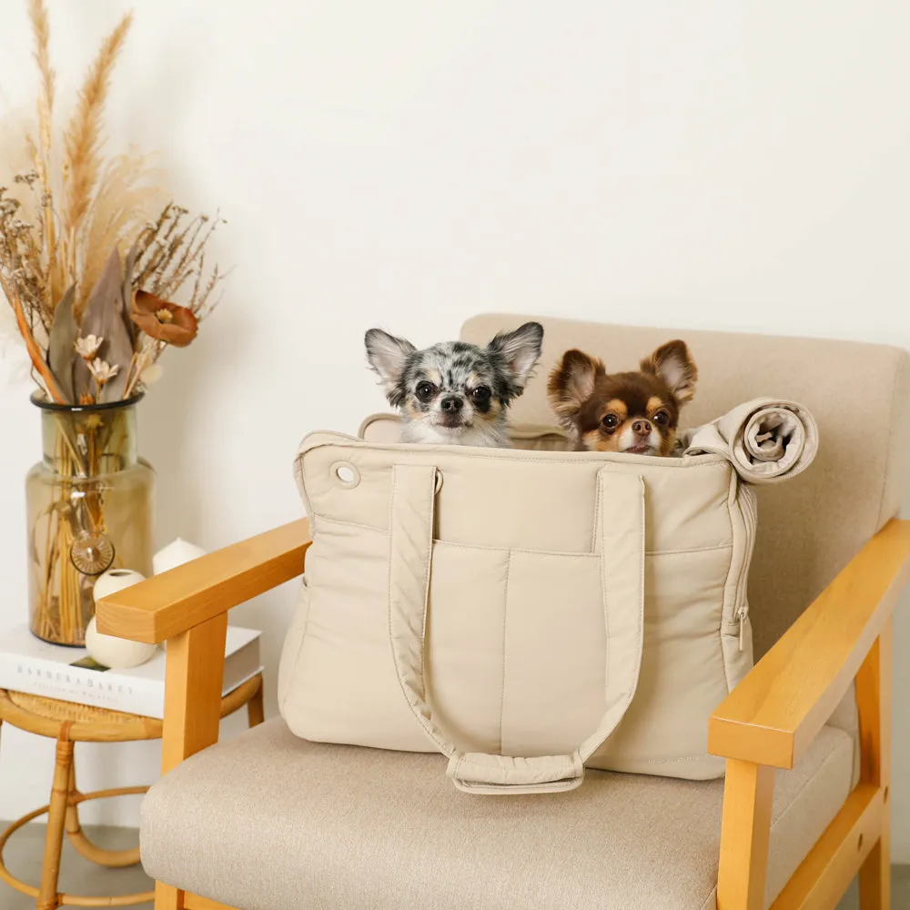 lightweight beige dog carrier