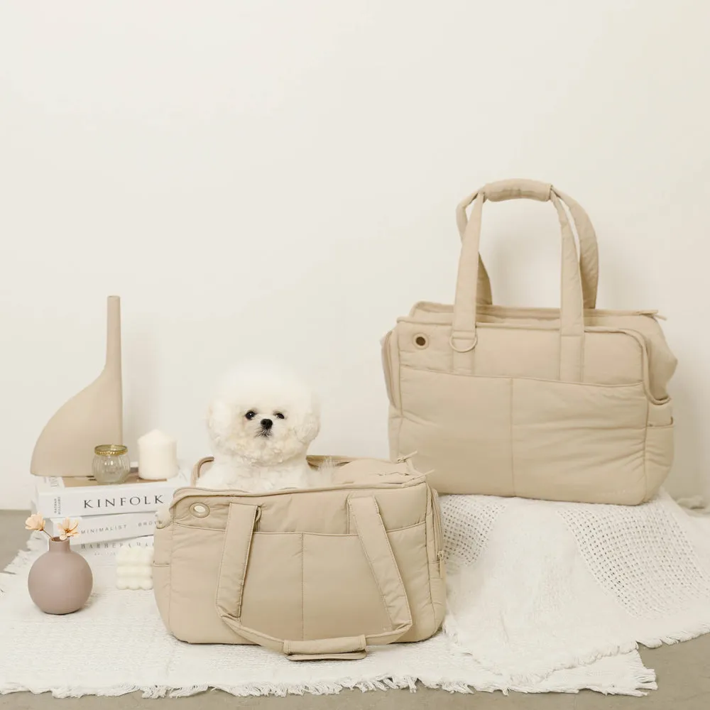 lightweight beige dog carrier