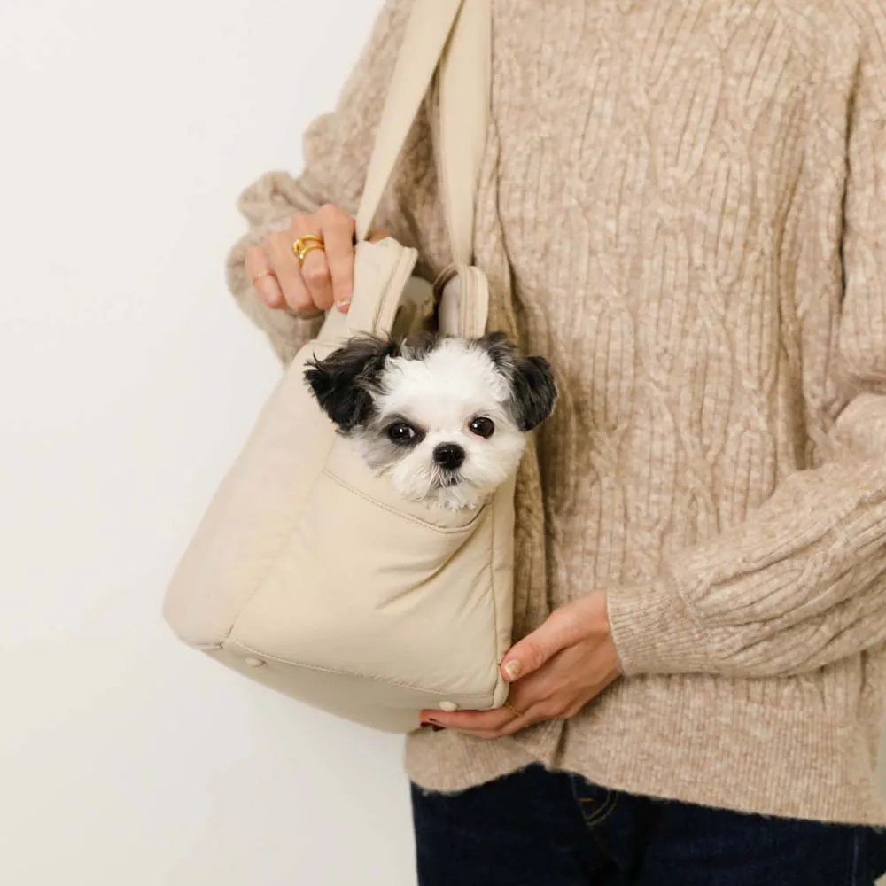 lightweight beige dog carrier