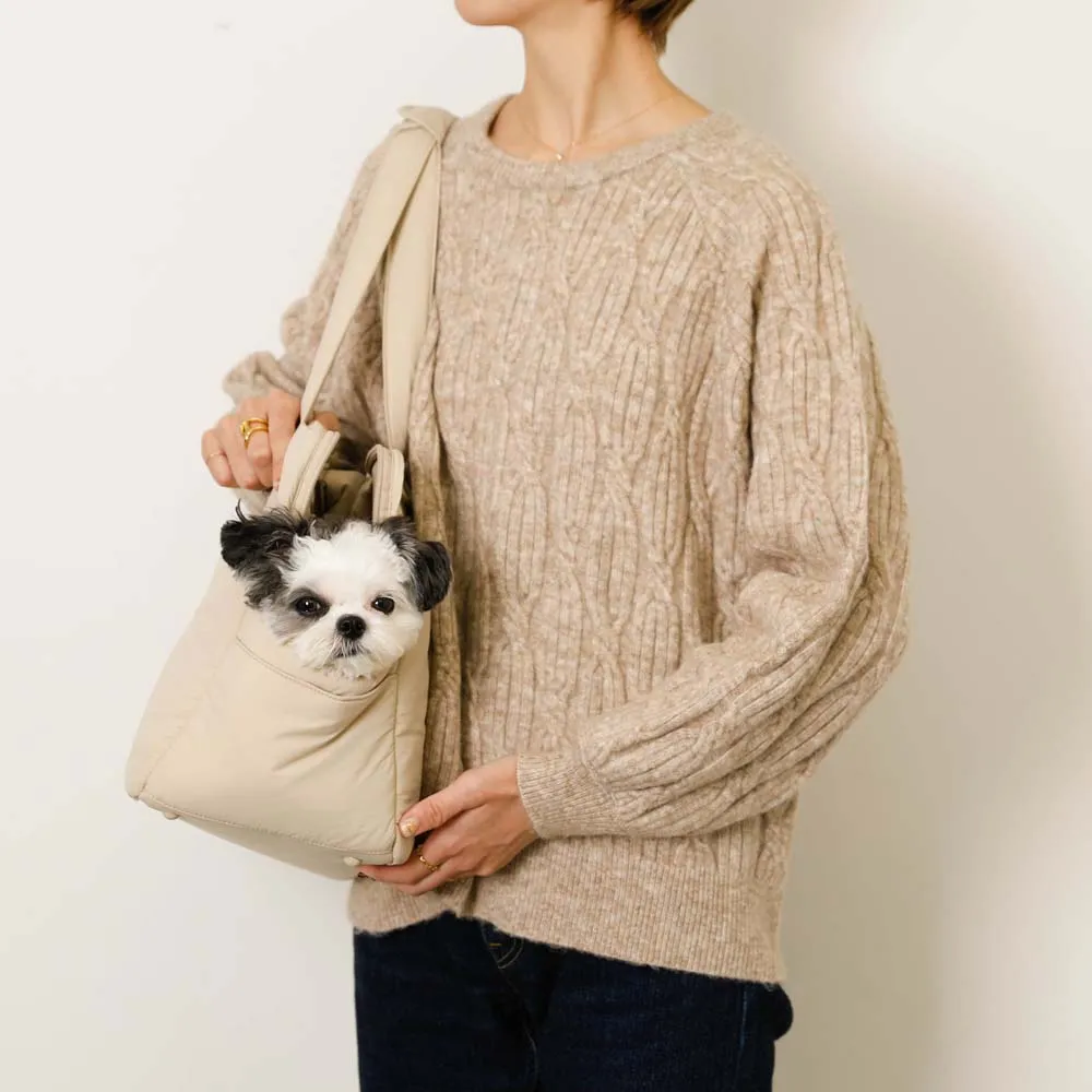 lightweight beige dog carrier