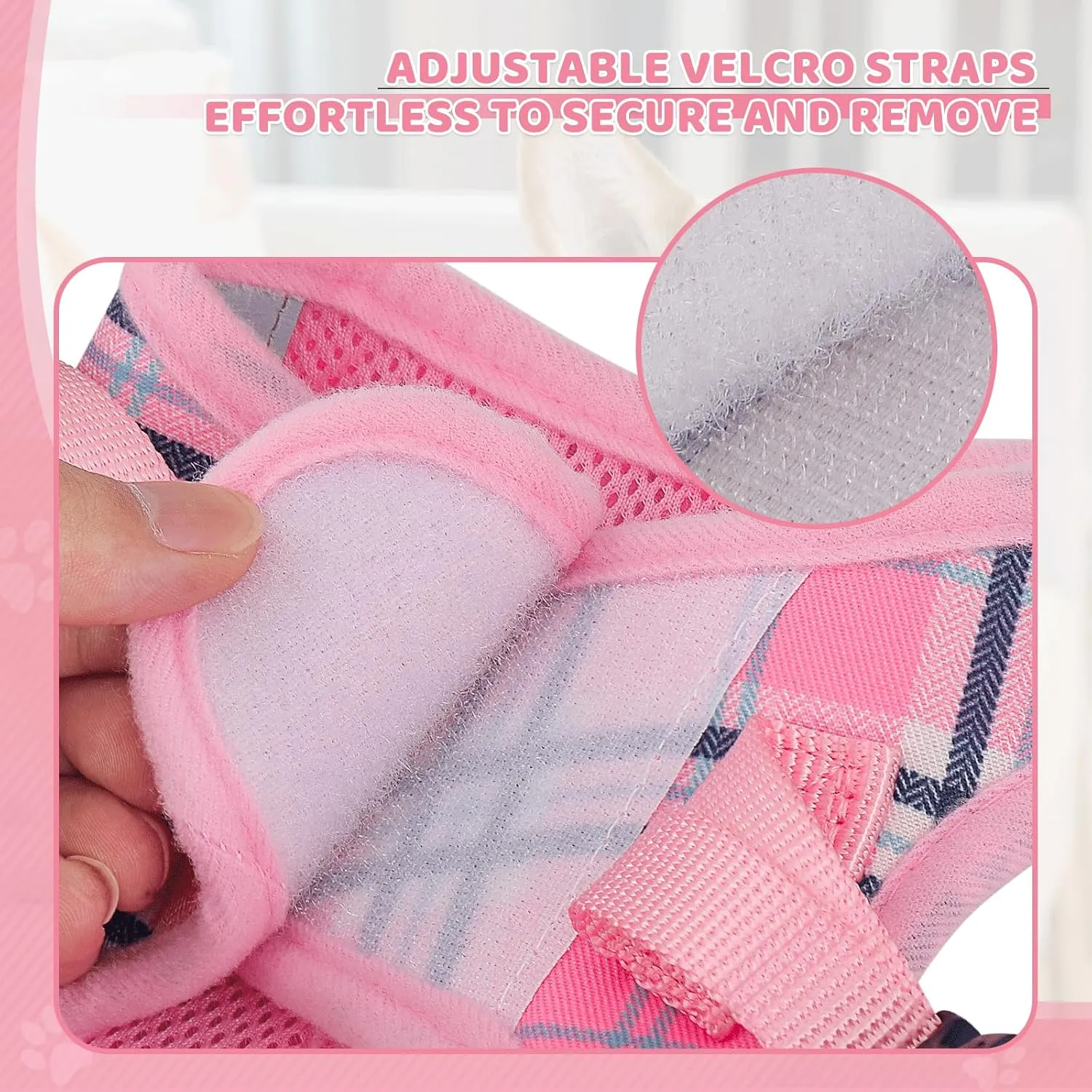 Magshion No Pull Dog Harness and Leash Set for Extra Small Dogs, Heavy Duty 5ft Leash, Padded Pet Vest with Adjustable Velcro & Reflective Strips for Walking, Running, Training in Night, Pink, XS
