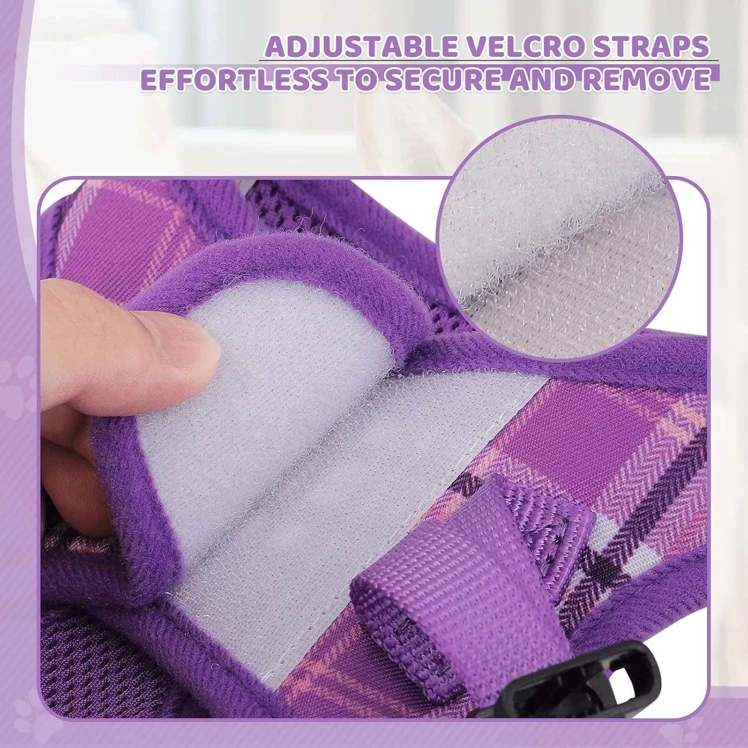 Magshion No Pull Dog Harness and Leash Set for Medium Dogs, Heavy Duty 5ft Leash, Padded Pet Vest with Adjustable Velcro & Reflective Strips for Walking, Running, Training in Night, Purple, M