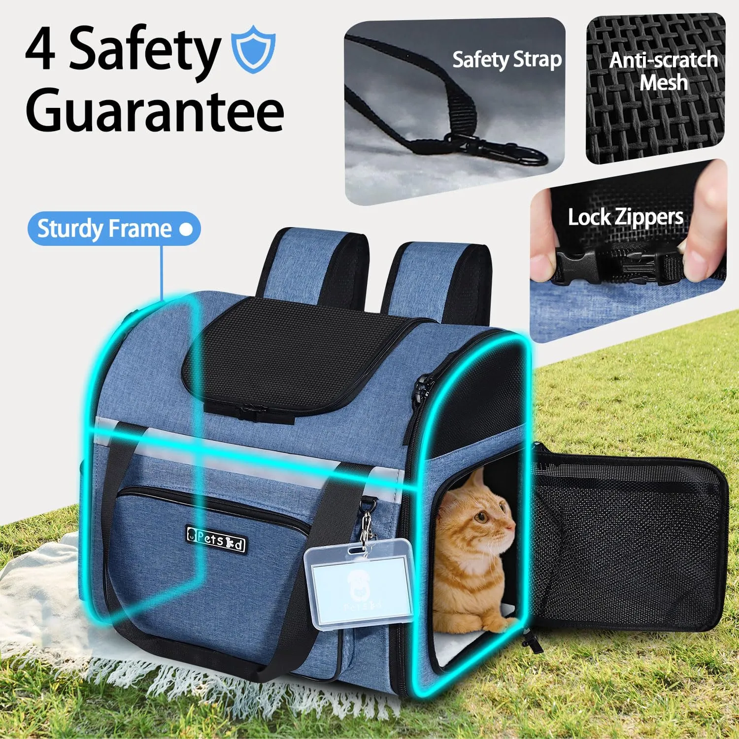 Midwest Day Tripper Travel Dog Backpack Pet Carrier - Blue - 10.8" X 14.6" X 16.9" Inches