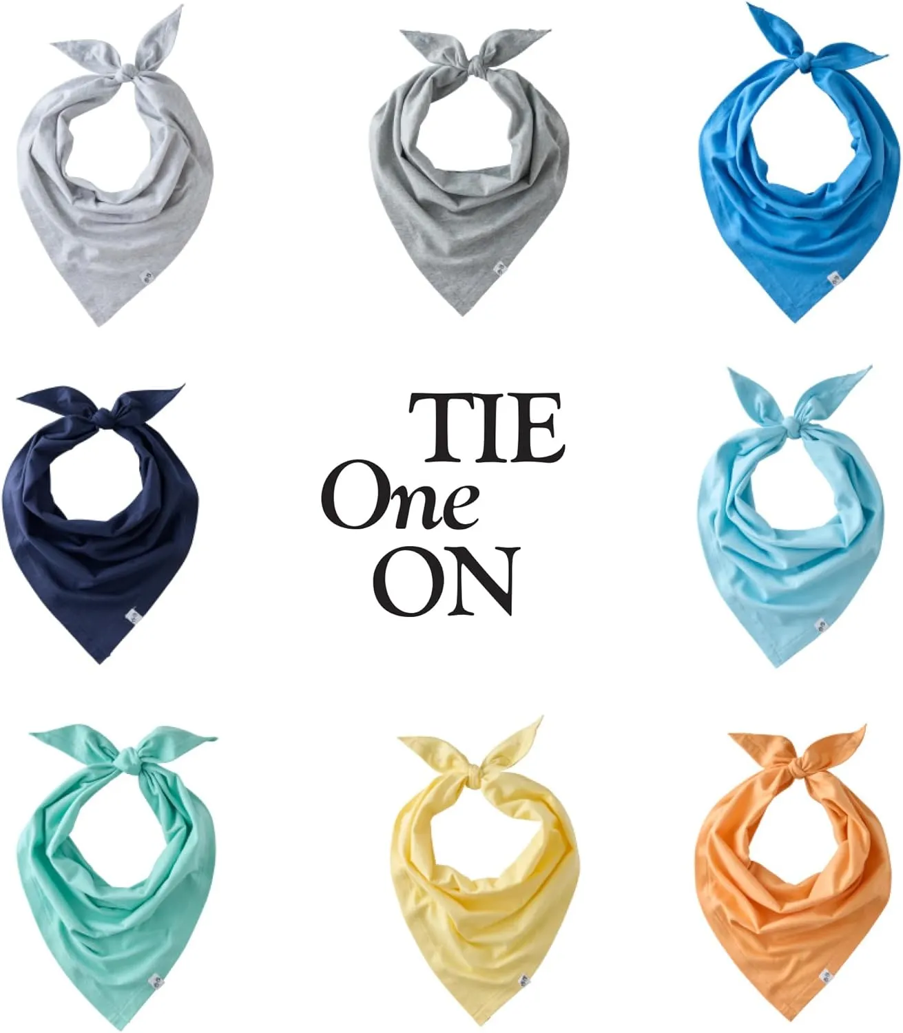 Multipack 100% Organic Cotton Pet Bandanas for Small, Medium and Large Dogs, Rainbow Blues, Medium/Large