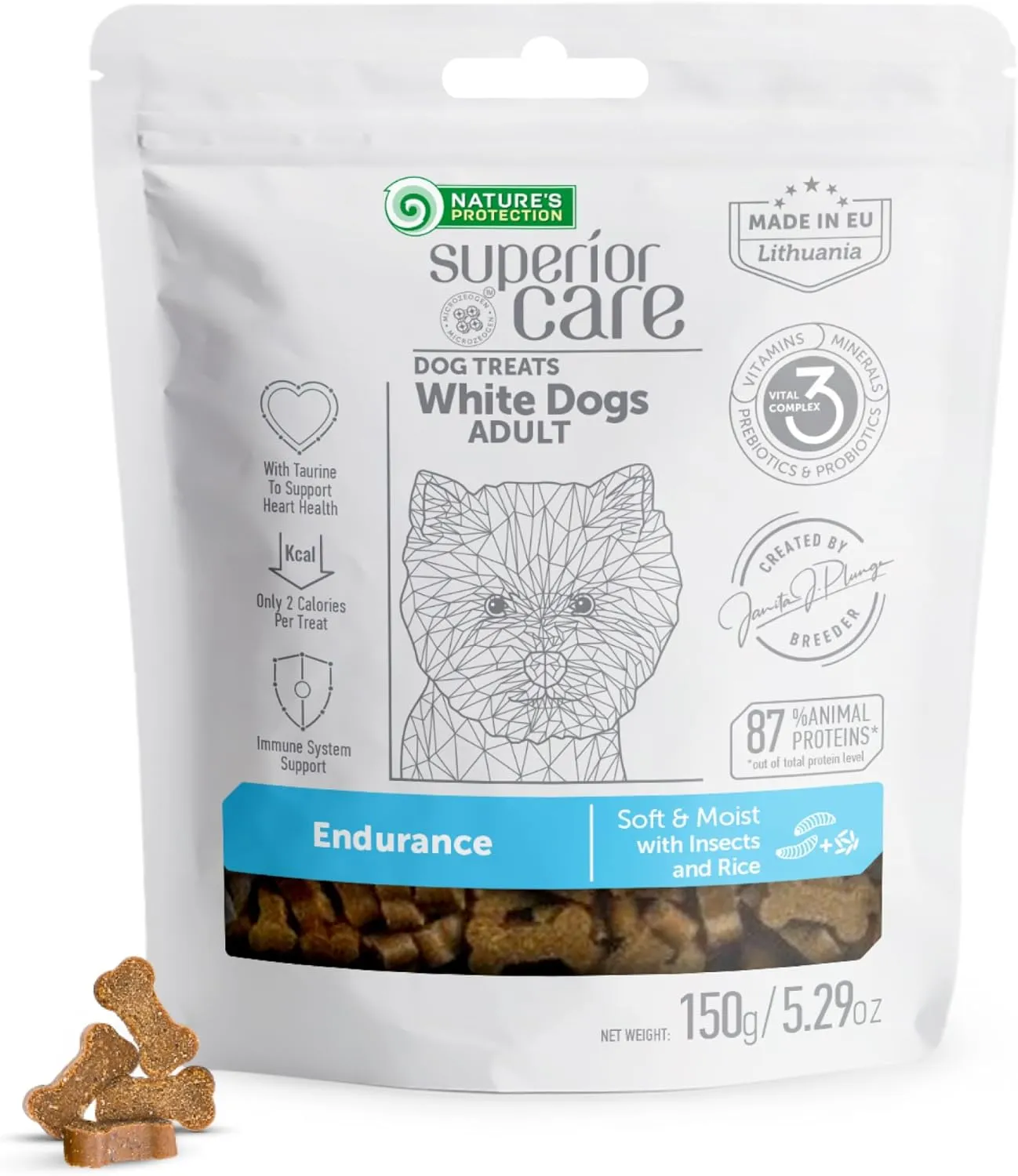 Nature's Protection Superior Care White Dogs Endurance Treats with Insects & Rice for Adult All Breeds Dogs 5.29 oz