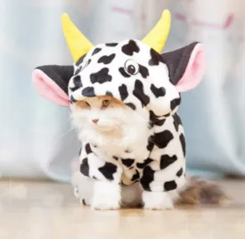 New Pet Dog Cat Coat Warm Cow Costume Sweatshirt Hooded
