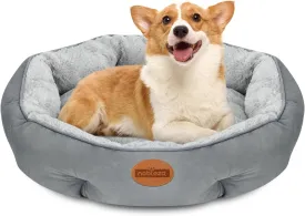 Nobleza Dog Bed Medium Size Dog, Plush Anti Anxiety Donut Round Orthopedic Pet Mat for Sleeping, Supportive Washable Calming Warming Soft Non-Slip Cat Beds for Indoor Cats Washable, 28in, Light Grey