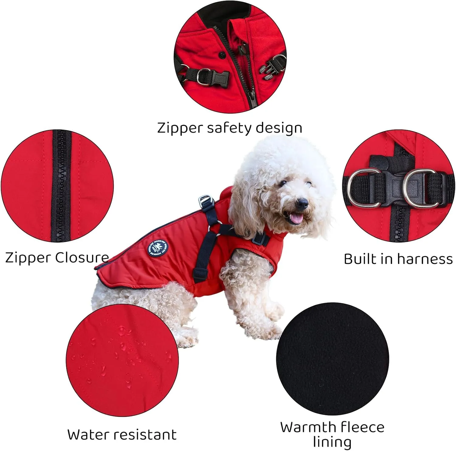 Norbi Dog Coat - Winter Jacket with Built-in Harness, Adjustable Warm Coats for Small to Large Dogs, Perfect for Cold Weather