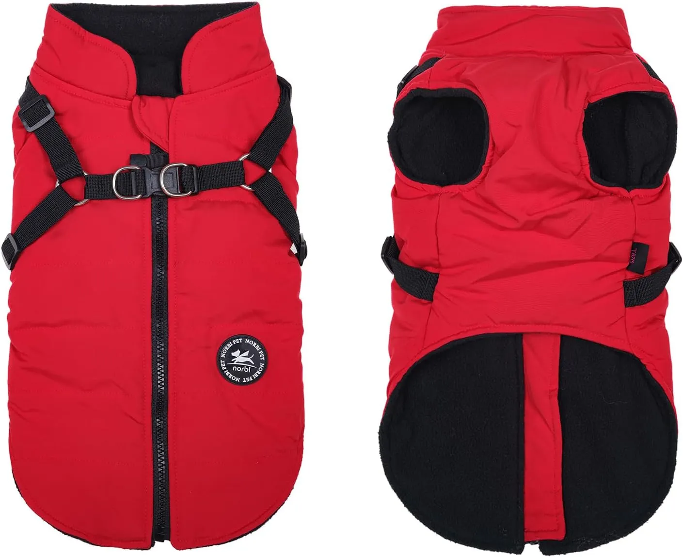 Norbi Dog Coat - Winter Jacket with Built-in Harness, Adjustable Warm Coats for Small to Large Dogs, Perfect for Cold Weather