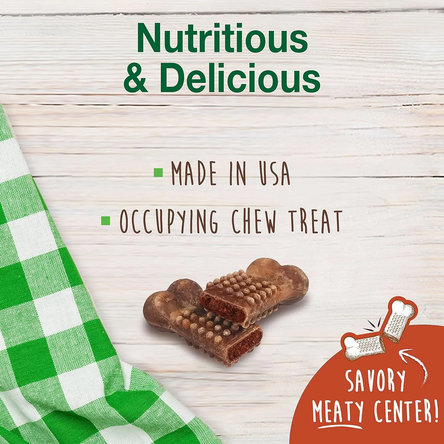 Nylabone Healthy Edibles Natural Dog Chews Long Lasting Chew Treats for Dogs, Roast Beef Flavor, X-Small/Petite (4 Count)
