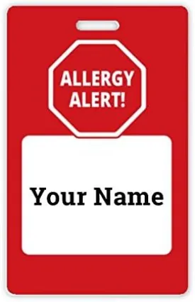 Oliver's Labels Allergy Alert Large Bag Tag - Custom Printed Personalized Luggage and Bag Tags for Backpacks, Travel Bags & Sports Equipment - Durable & Waterproof