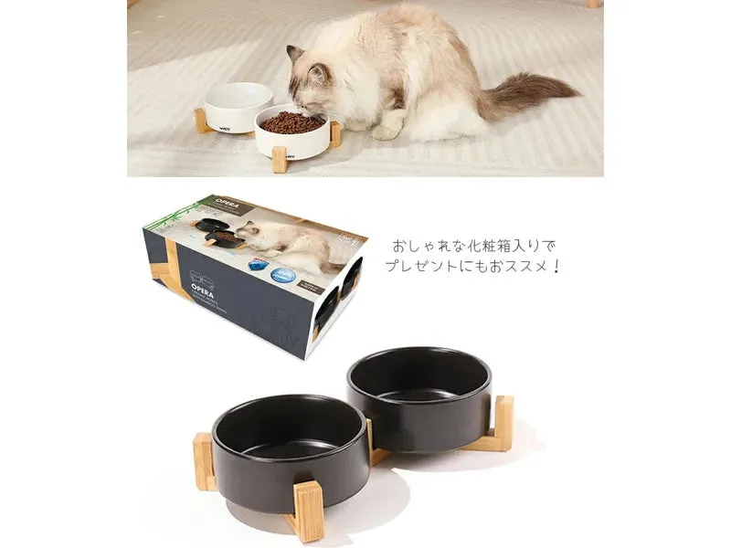 OPERA Ceramic Bowls with Bamboo Stand 2x350 ml