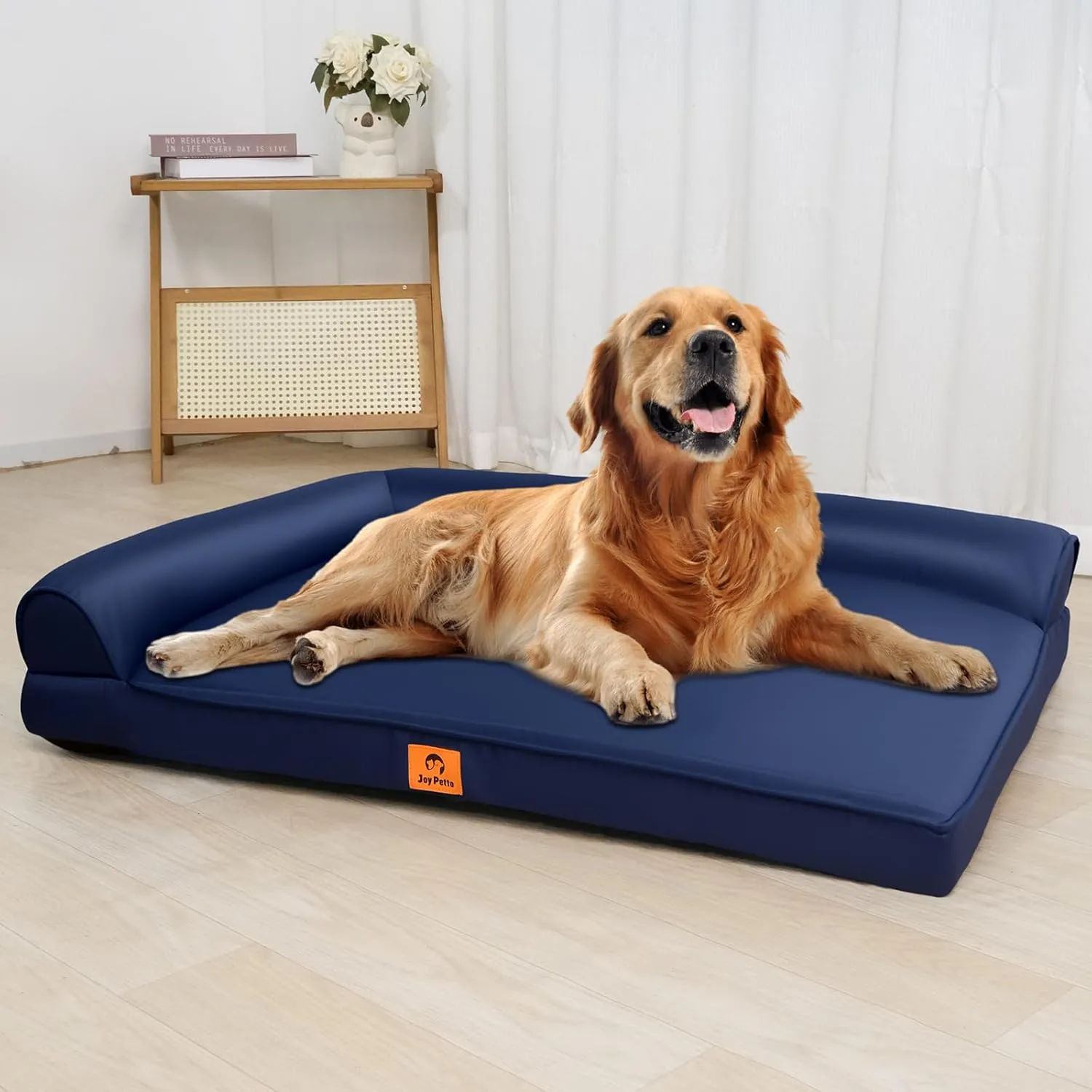 Orthopedic Dog Bed Dog Sofa for Large Dogs - Cool 900D Oxford Fabric, 3" Egg Crate Foam, Waterproof, Removable Washable Cover, Non-Slip Bottom, 44x32 Inch, Navy Blue