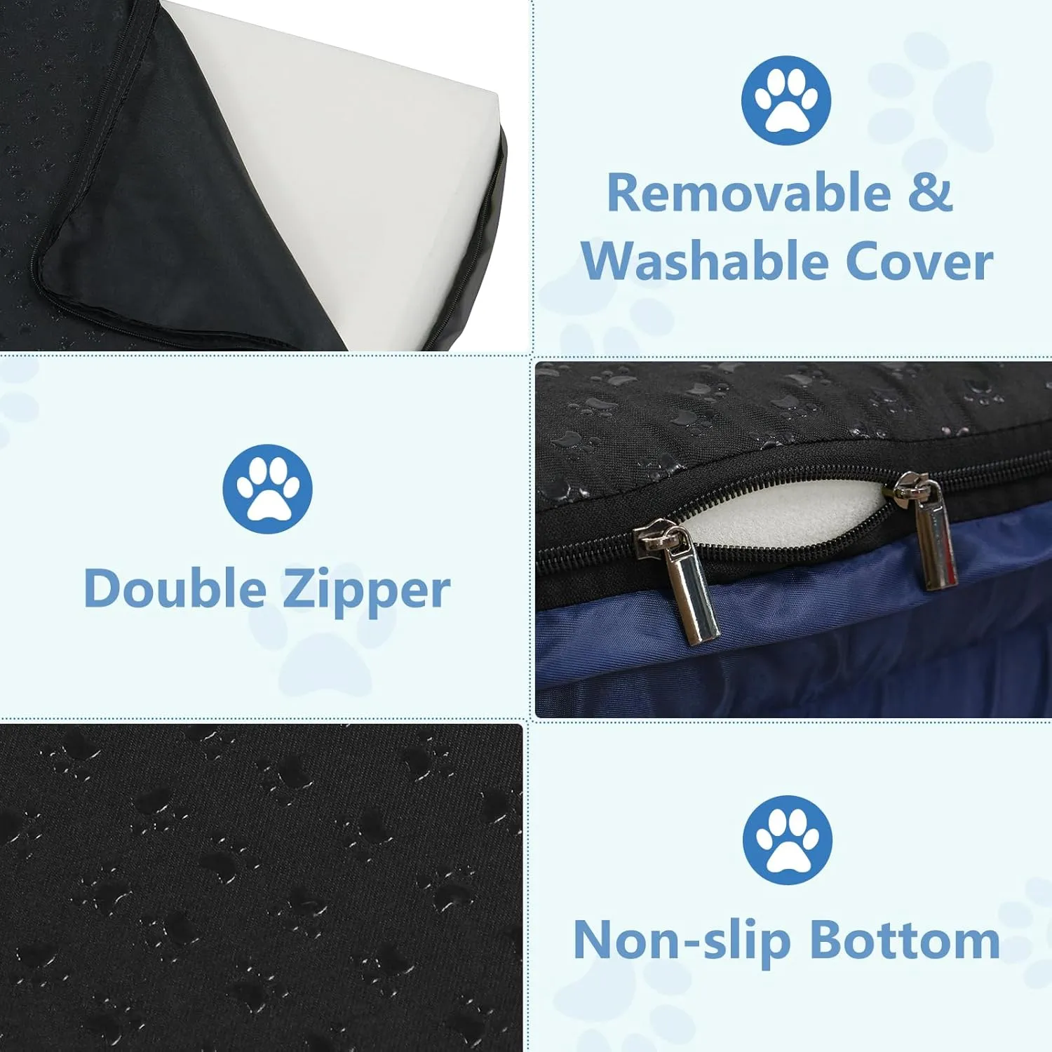 Orthopedic Dog Bed Dog Sofa for Large Dogs - Cool 900D Oxford Fabric, 3" Egg Crate Foam, Waterproof, Removable Washable Cover, Non-Slip Bottom, 44x32 Inch, Navy Blue