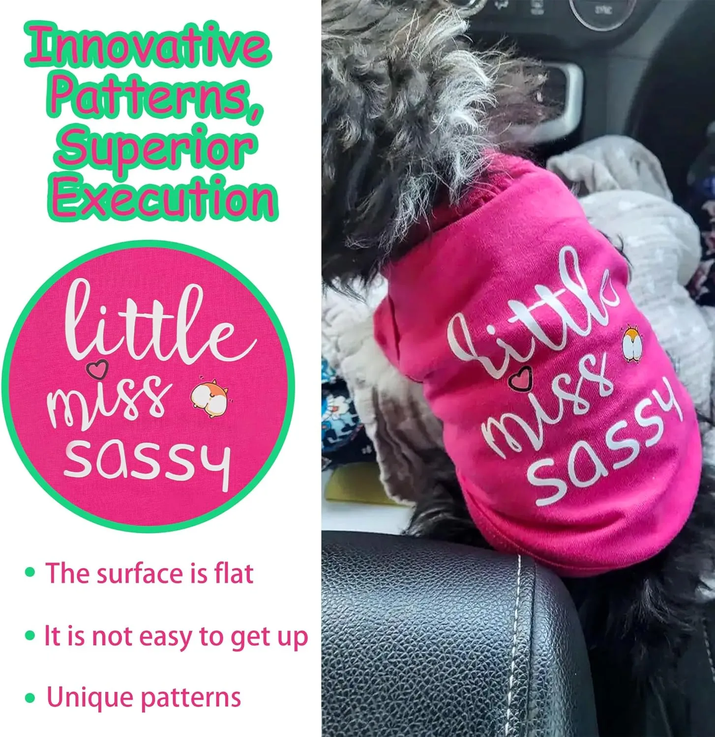 Paiaite Dog Clothes Fashionable Sleeveless Pet Vest: 'Little Miss Sassy' Printed Cotton Dog Shirt, Ideal for Small, Medium, and Large Breeds, Ensuring Comfort and Breathability Black M