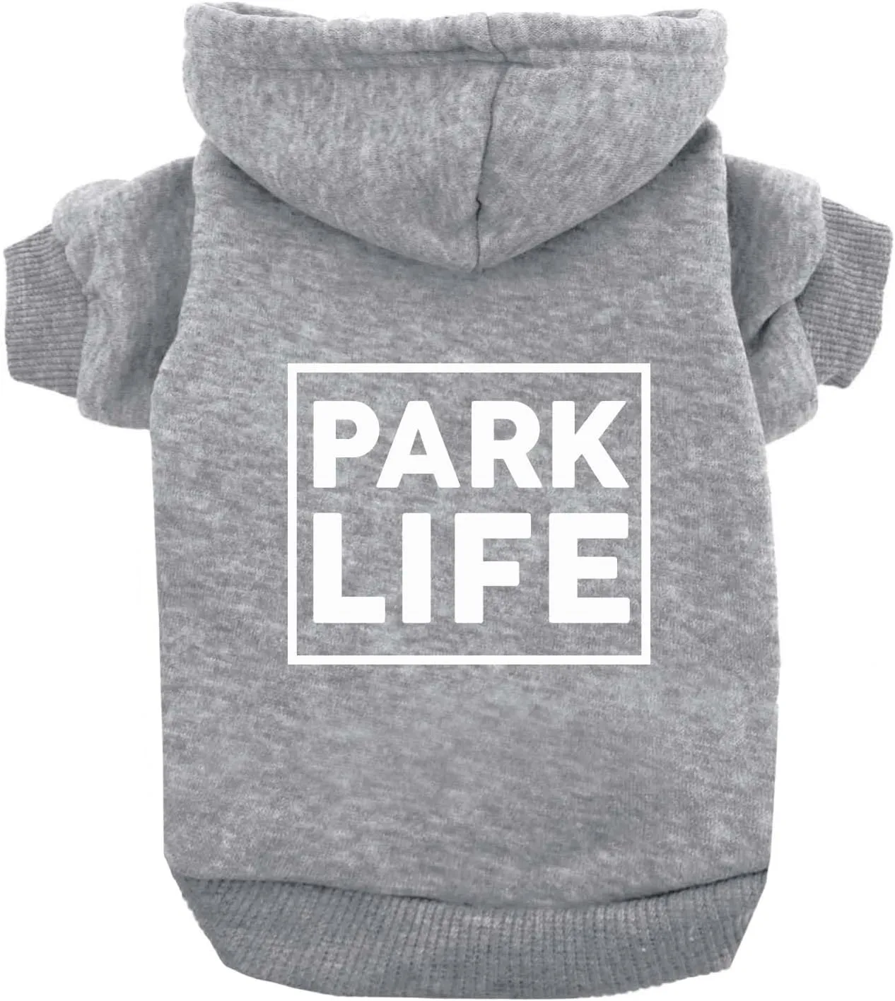 Park Life Dog Hoodie Fleece Lined Pullover Sweatshirt with Leash Hole (Grey, 5X-Large 136)