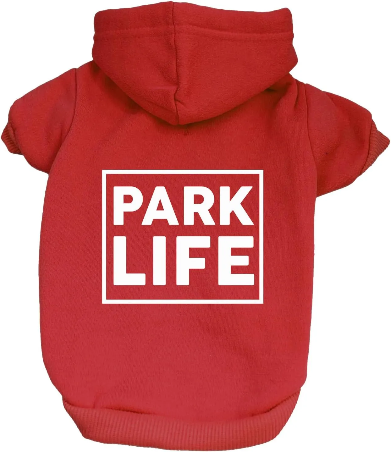 Park Life Dog Hoodie Fleece Lined Pullover Sweatshirt with Leash Hole (Red, 5X-Large 136)