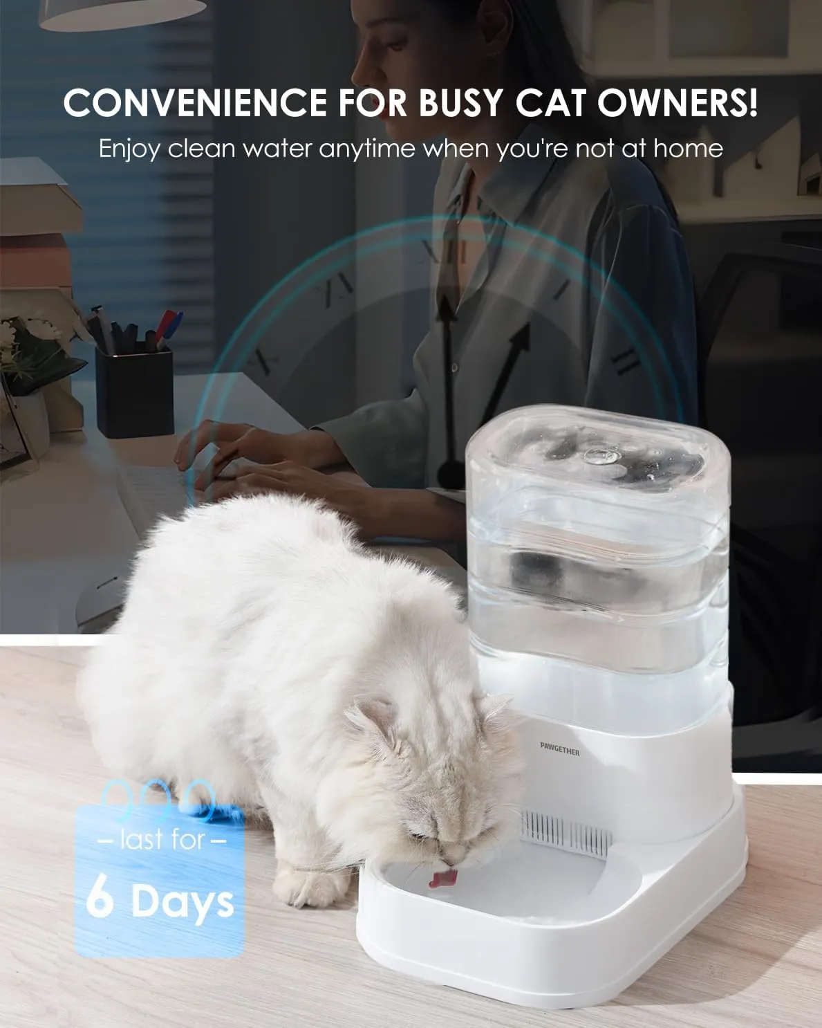 PAWGETHER Gravity Automatic Pet Water Dispenser with 1 Filter for Cats and Small Dogs 1 Gallon/3.5L Auto Pet Waterer Dog Water Dispenser, Easy to Fill