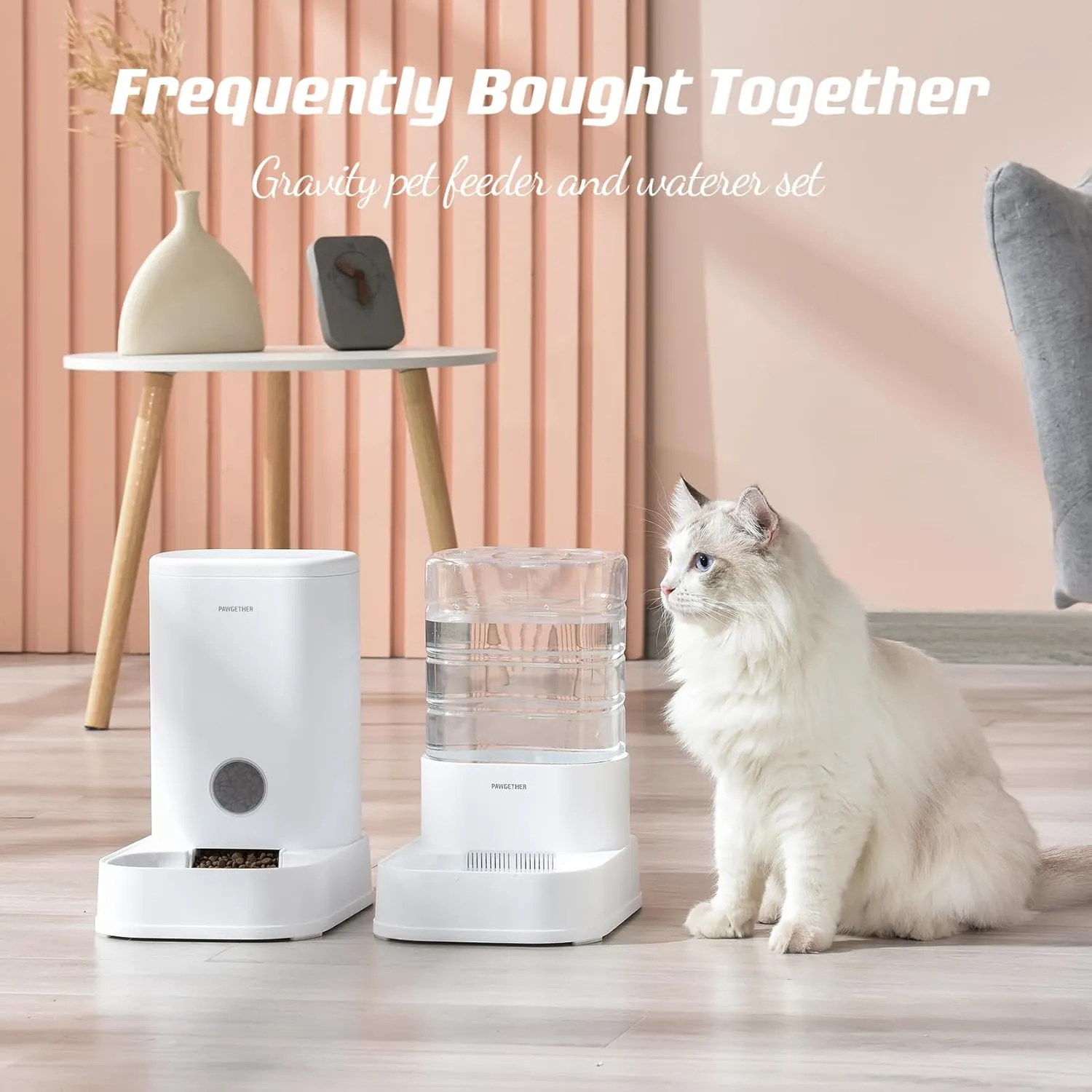PAWGETHER Gravity Automatic Pet Water Dispenser with 1 Filter for Cats and Small Dogs 1 Gallon/3.5L Auto Pet Waterer Dog Water Dispenser, Easy to Fill