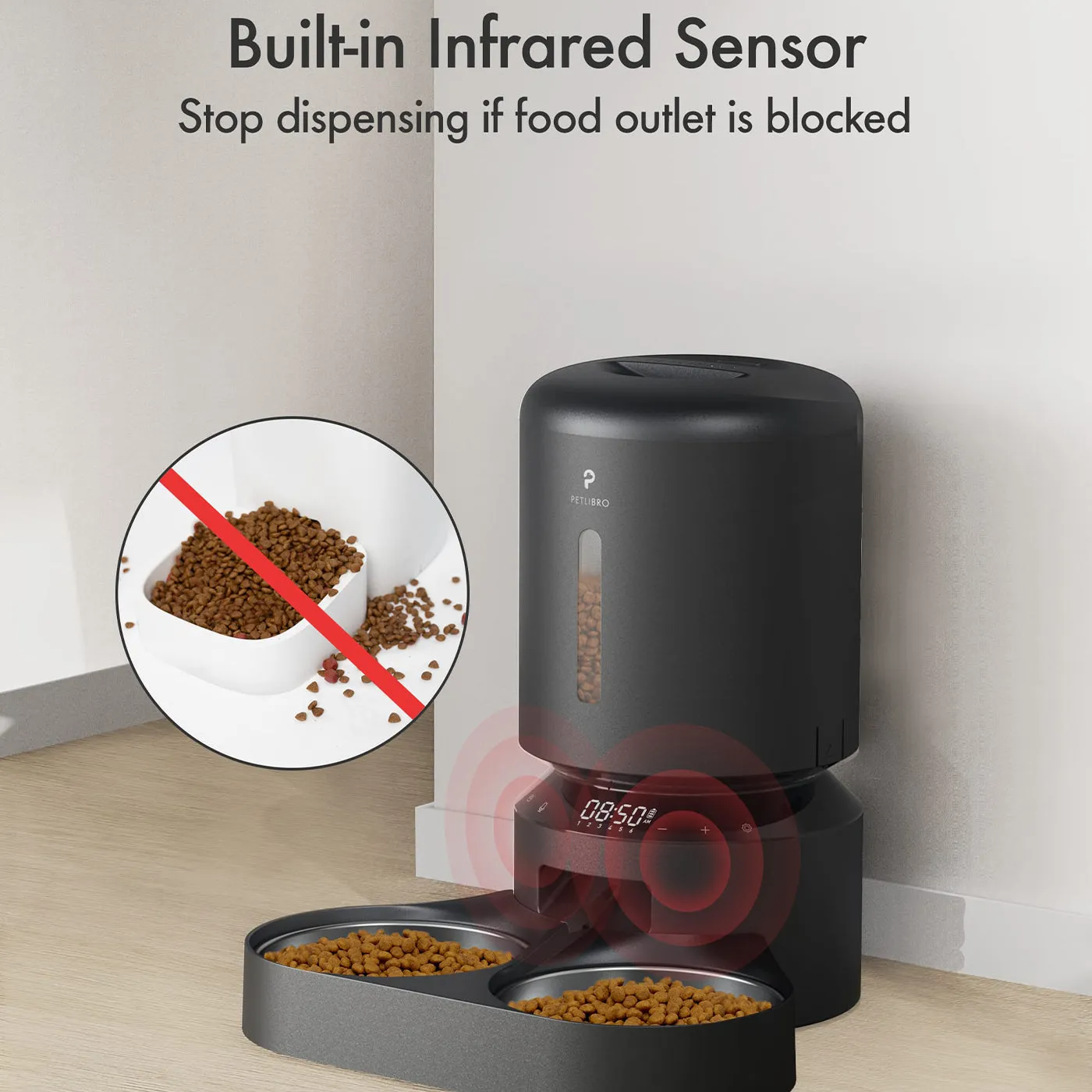 Pelibro Granary Automatic Dual Tray 5L Feeder in Black