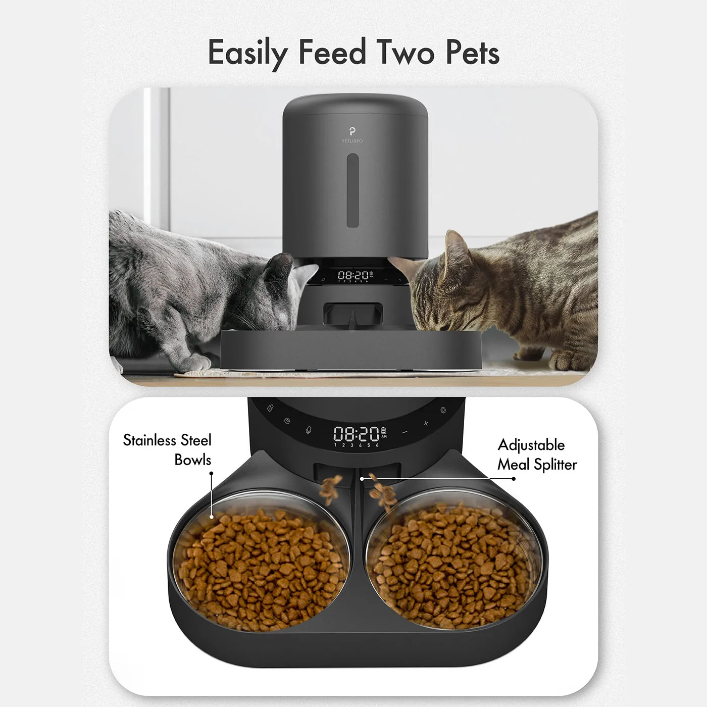 Pelibro Granary Automatic Dual Tray 5L Feeder in Black