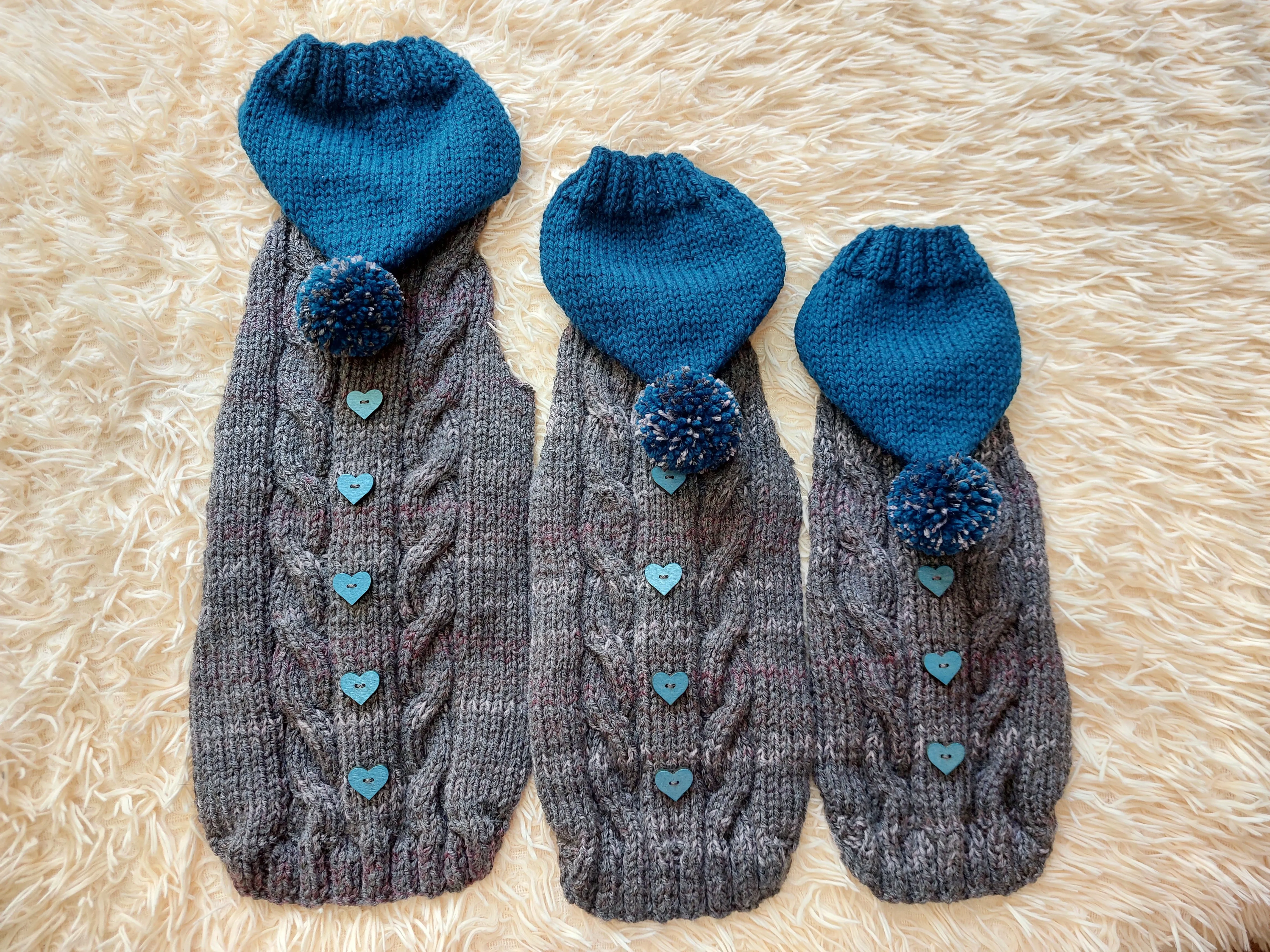 Pet clothes hoodie with hearts,Knitted hoodie for dog, hoodie for miniature dachshund