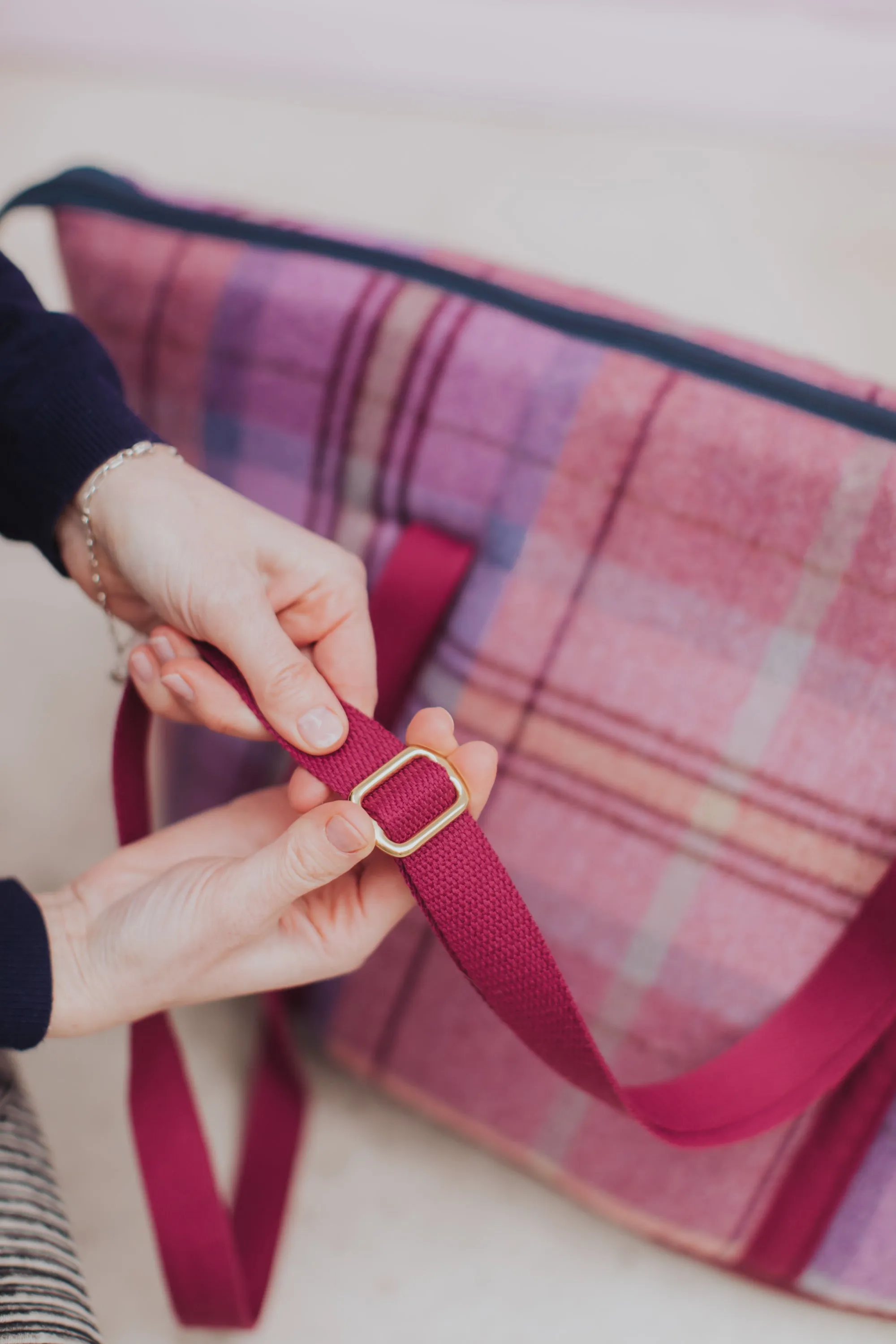Pink Sheltie Adjustable Plaid Luxury Dog Carrier
