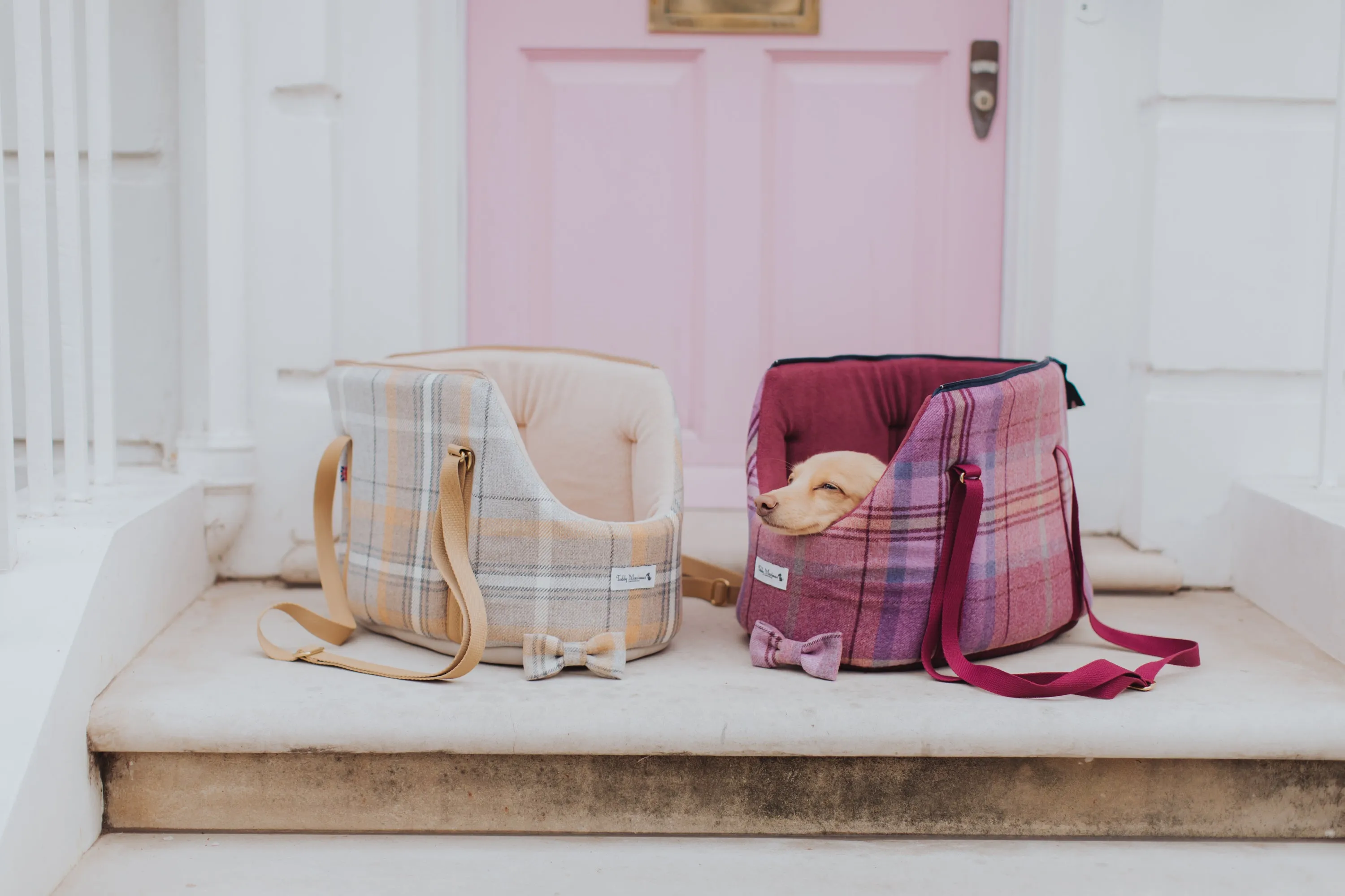 Pink Sheltie Adjustable Plaid Luxury Dog Carrier