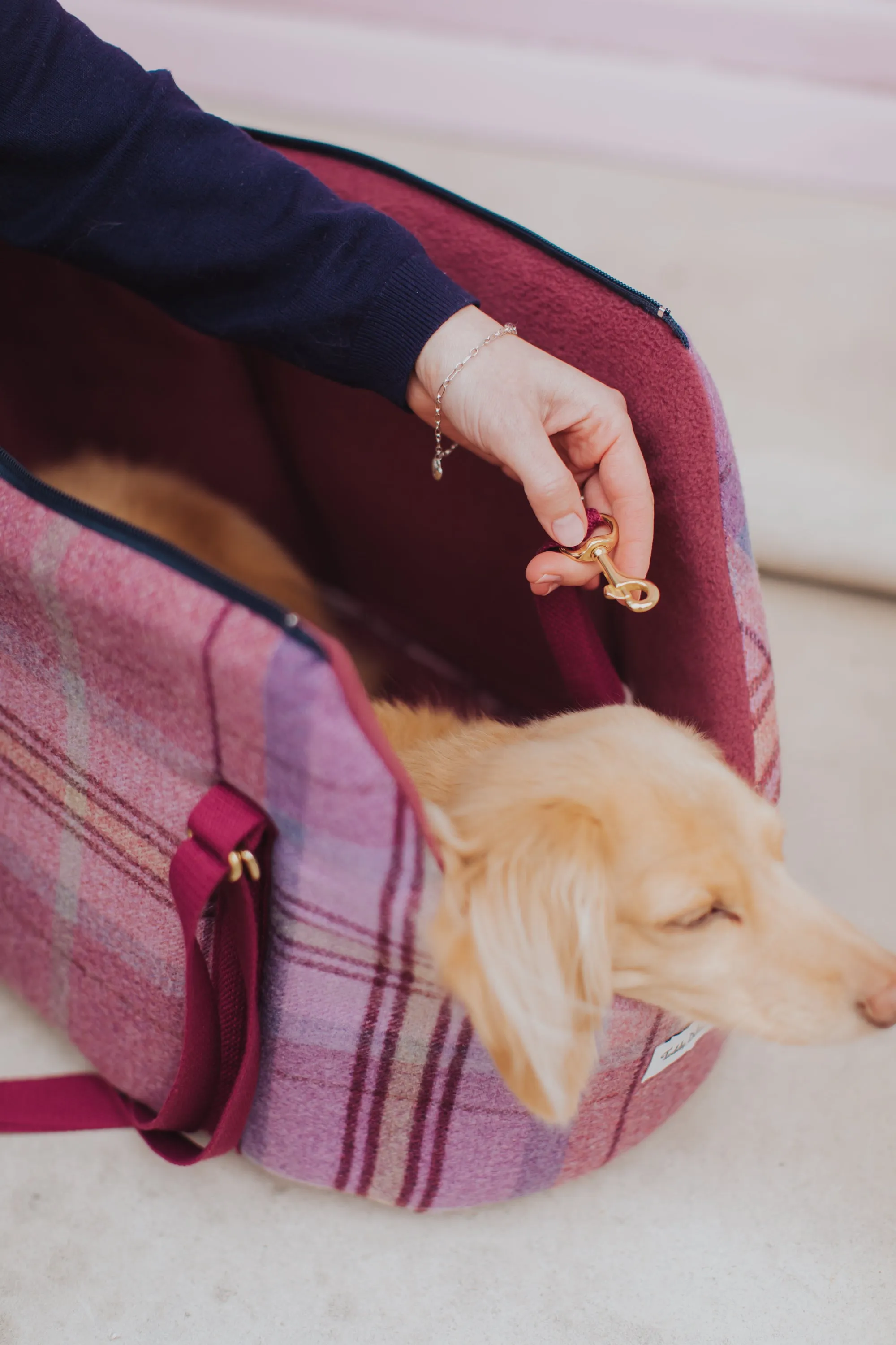 Pink Sheltie Adjustable Plaid Luxury Dog Carrier