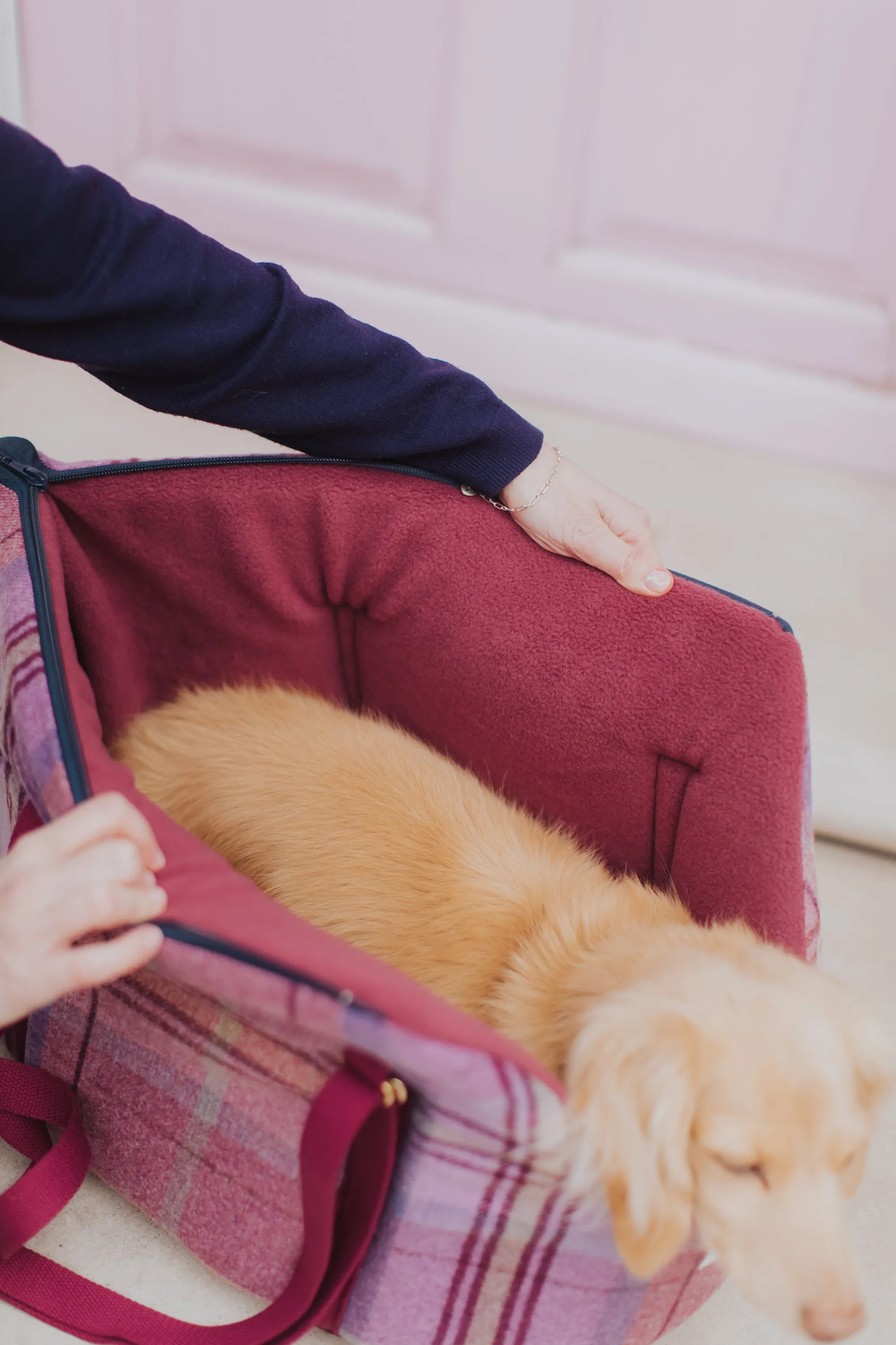 Pink Sheltie Adjustable Plaid Luxury Dog Carrier