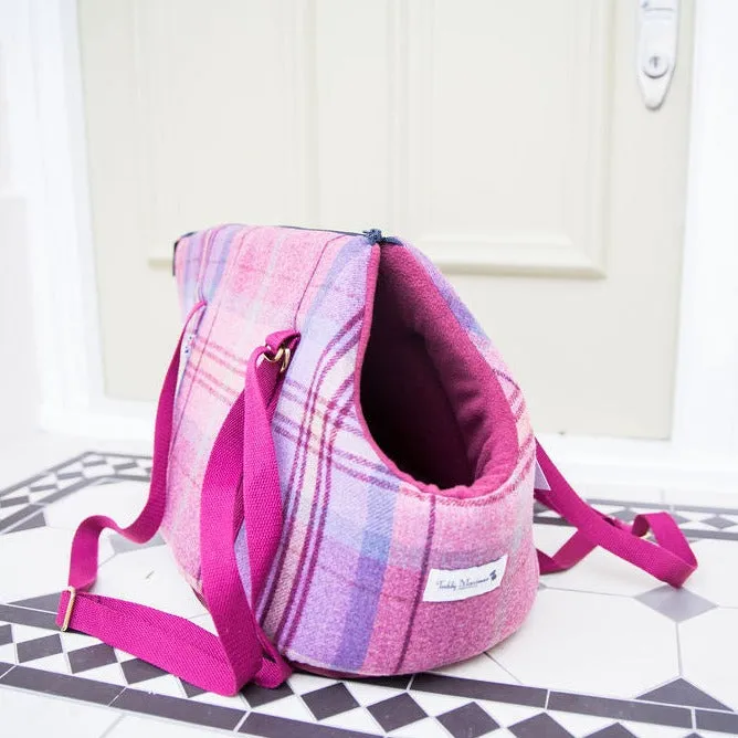 Pink Sheltie Adjustable Plaid Luxury Dog Carrier