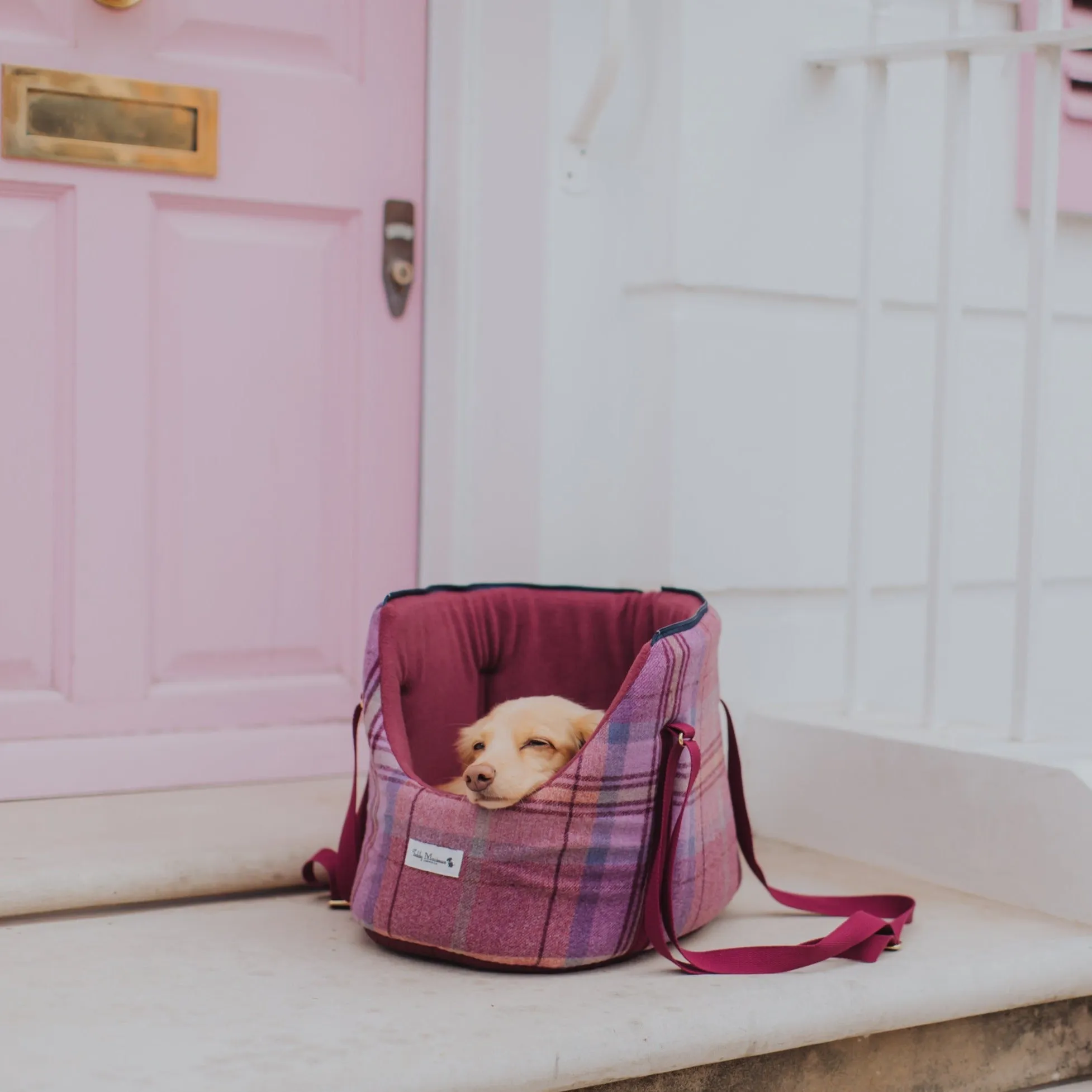 Pink Sheltie Adjustable Plaid Luxury Dog Carrier