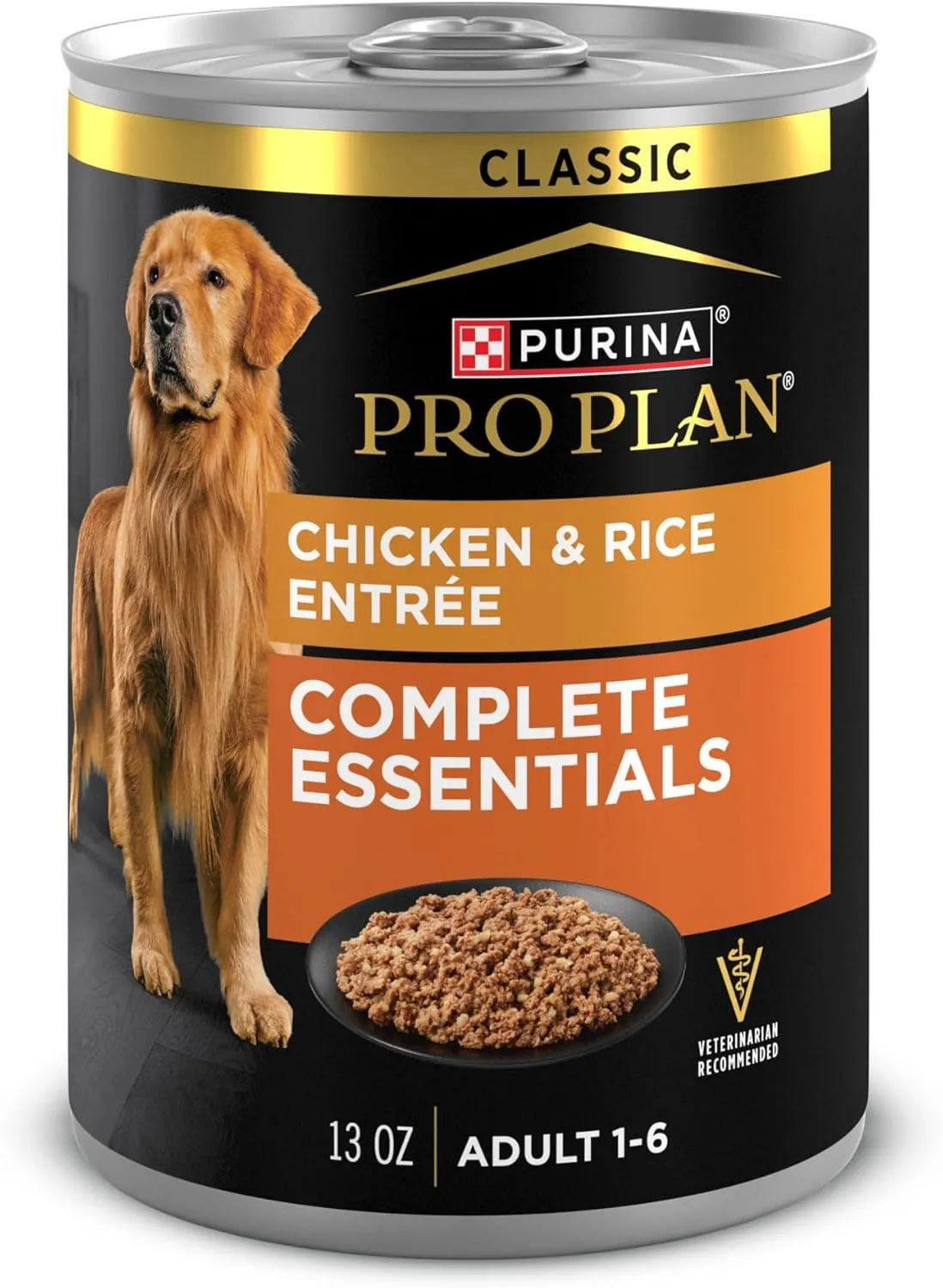 Purina Pro Plan Complete Essentials High Protein Chicken and Rice Entree Adult Dog Food Wet Pate, 13 oz., Case of 12