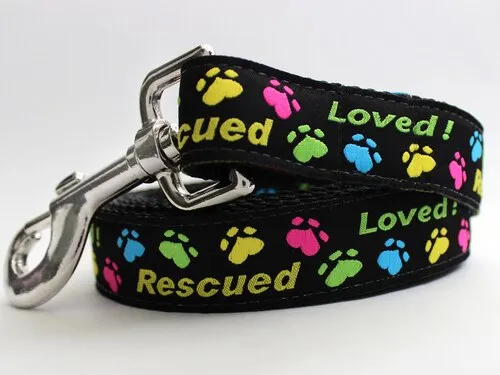 Rescue Me Custom Dog Collar by Diva Dog (Optional Matching Leash Available)