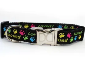 Rescue Me Custom Dog Collar by Diva Dog (Optional Matching Leash Available)