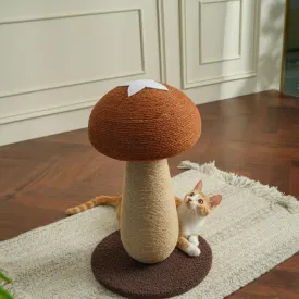Shiitake Mushroom Cat Scratching Post  100% Sisal Scratch Pole with Pompom Toy, Cute Shiitake Design for Indoor Cats, Durable Cat Scratcher Furniture
