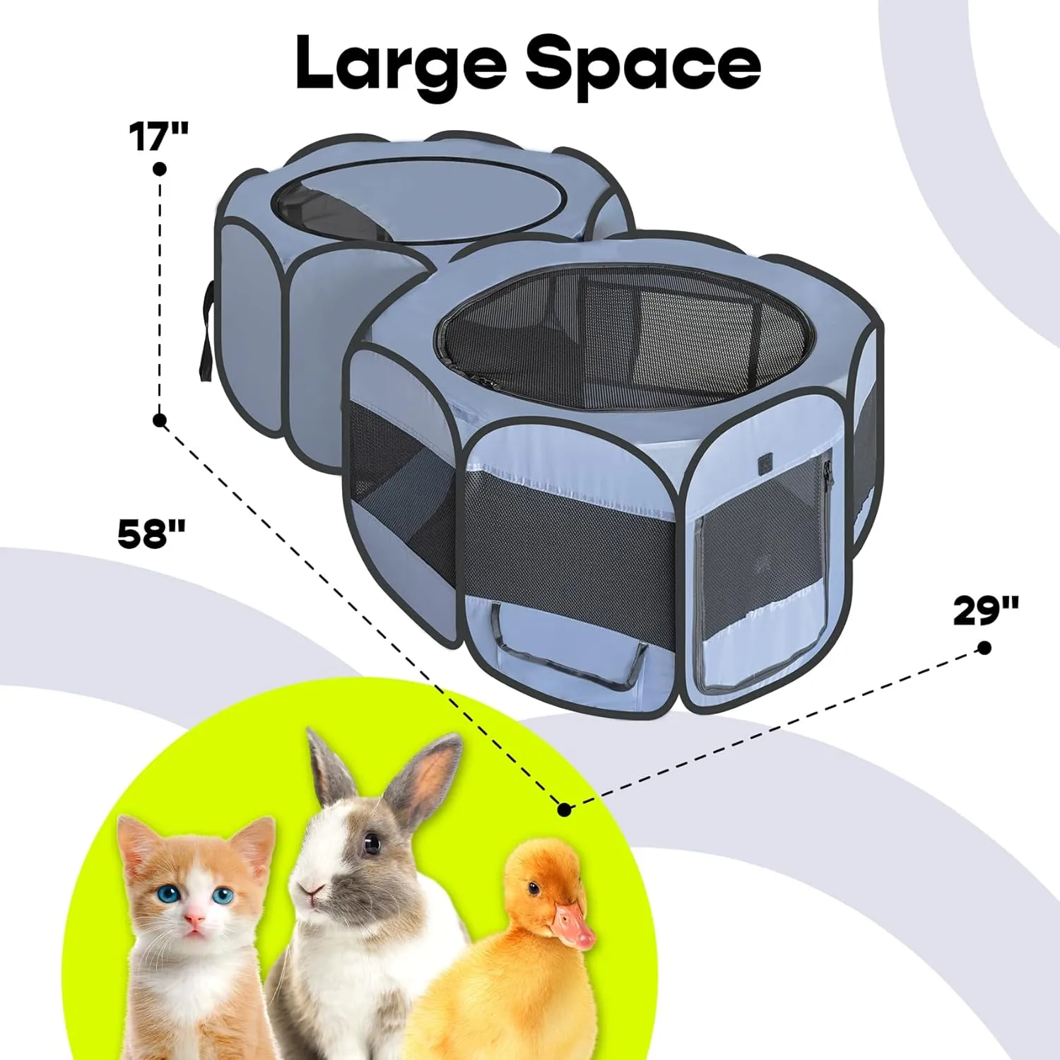 Small Animals Playpen Pop up Small Pet Cage Enclosure Hutch Tent Chick Run Brooder Box Coop Foldable Kennel for Kitten Ferret Puppy Guinea Pig Rabbit Hamster Chinchillas(No Divider, Unified Space)