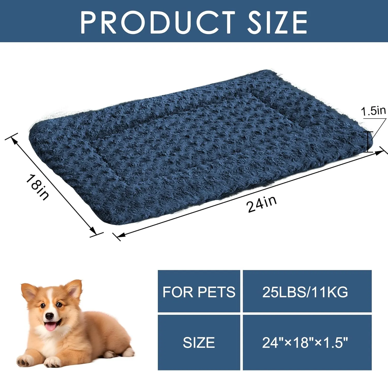 Small Dog Pads for Puppies - Square, Soft, and Chew Resistant Beds, Ideal for Travel or Indoor Use, Machine Washable and Durable for Small Breeds, Perfect for Cages or Crates Blue Pads& Cats