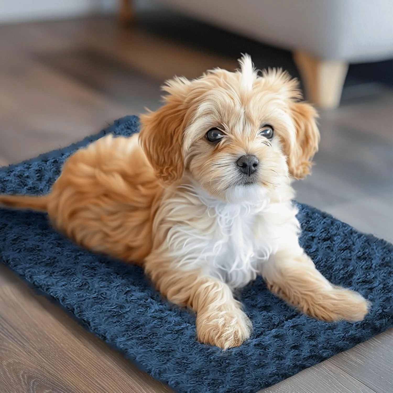 Small Dog Pads for Puppies - Square, Soft, and Chew Resistant Beds, Ideal for Travel or Indoor Use, Machine Washable and Durable for Small Breeds, Perfect for Cages or Crates Blue Pads& Cats